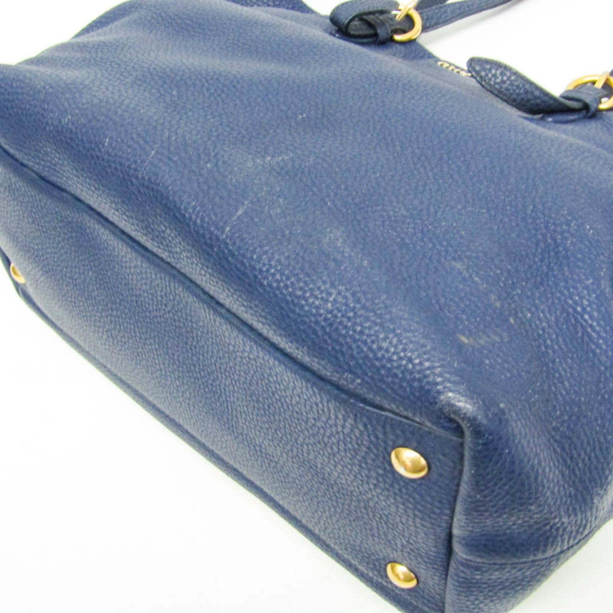 Miu Miu Miu Miu Women's Leather Shoulder Bag,Tote Bag Navy Size ONE SIZE - 8 Thumbnail
