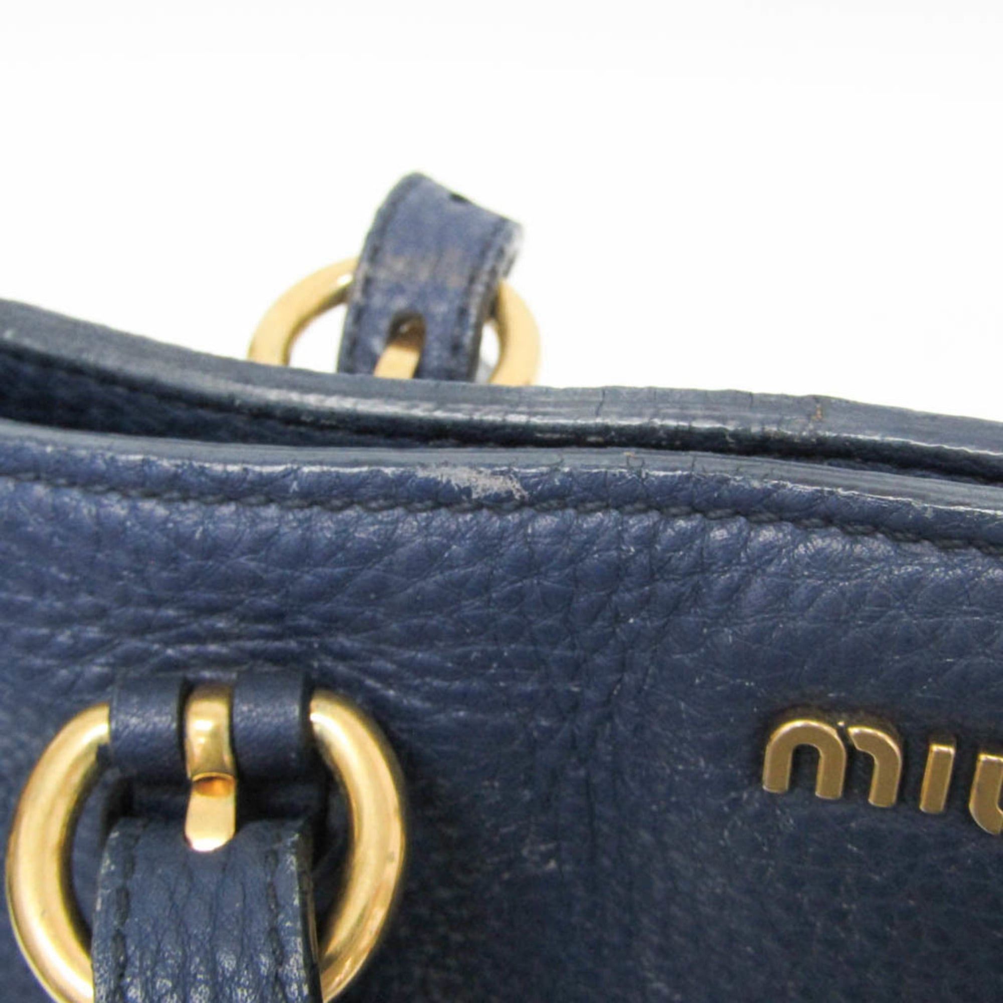 Miu Miu Miu Miu Women's Leather Shoulder Bag,Tote Bag Navy Size ONE SIZE - 13 Thumbnail
