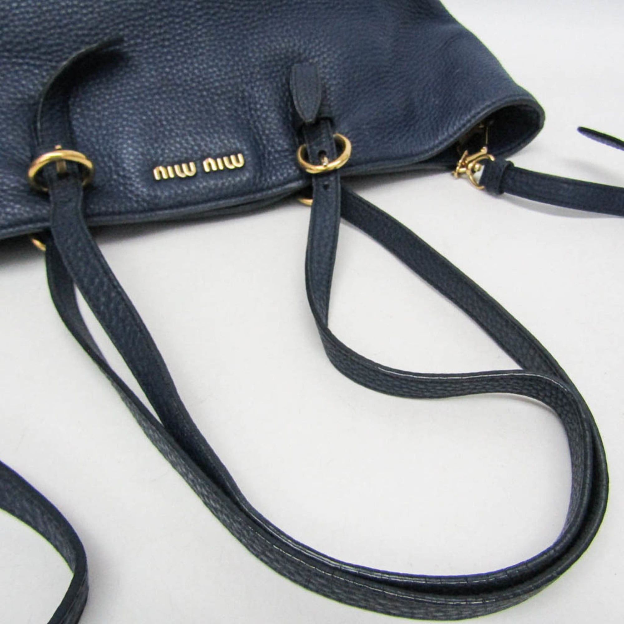 Miu Miu Miu Miu Women's Leather Shoulder Bag,Tote Bag Navy Size ONE SIZE - 9 Thumbnail