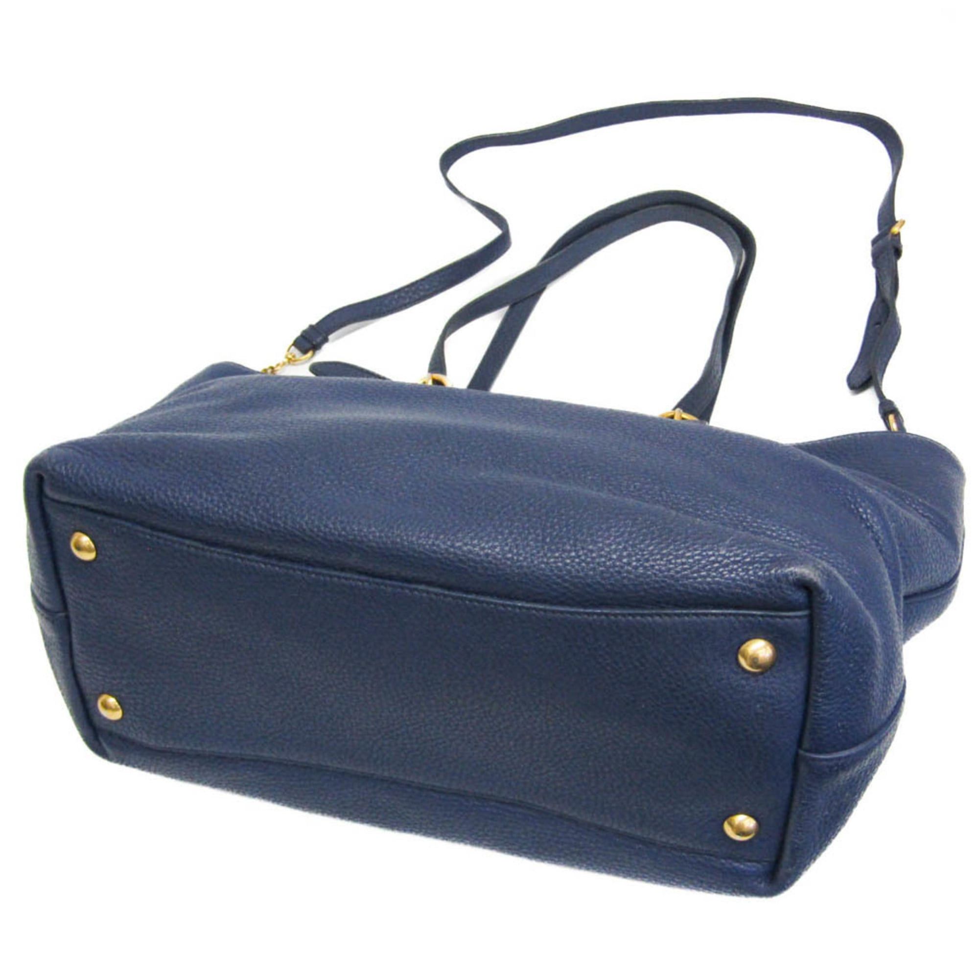 Miu Miu Miu Miu Women's Leather Shoulder Bag,Tote Bag Navy Size ONE SIZE - 2 Thumbnail
