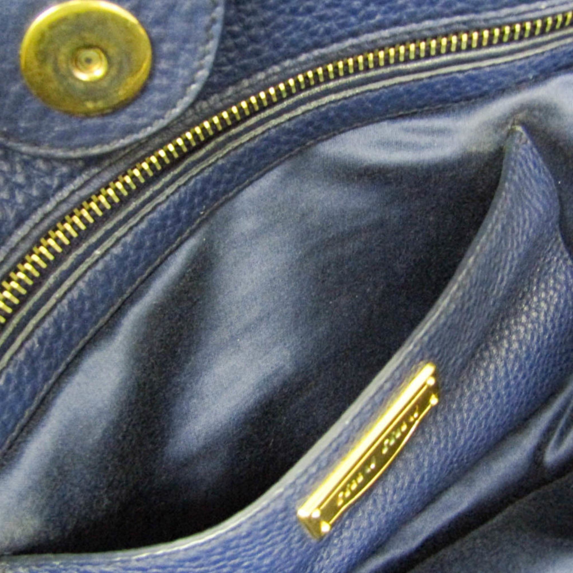 Miu Miu Miu Miu Women's Leather Shoulder Bag,Tote Bag Navy Size ONE SIZE - 16 Thumbnail