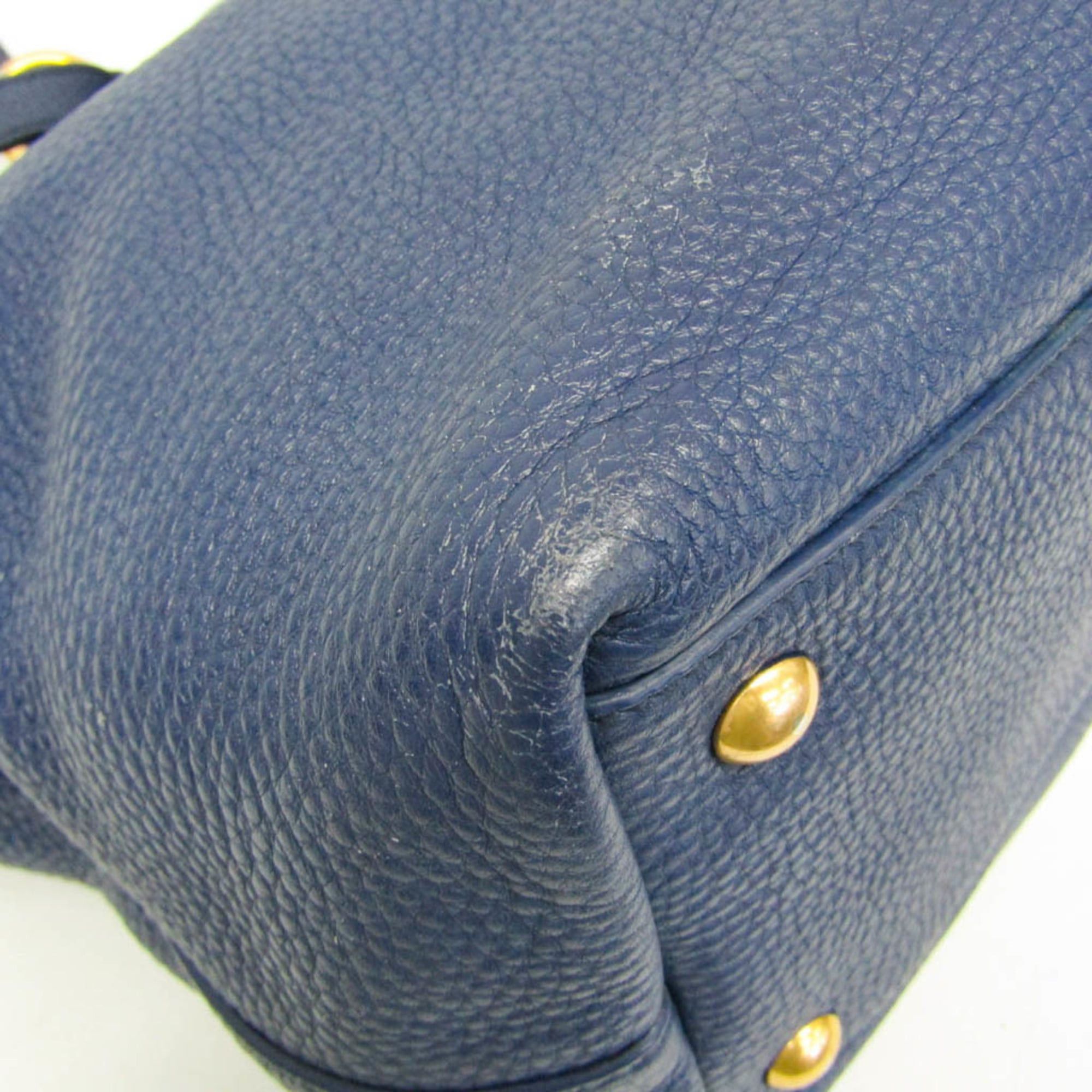 Miu Miu Miu Miu Women's Leather Shoulder Bag,Tote Bag Navy Size ONE SIZE - 4 Thumbnail
