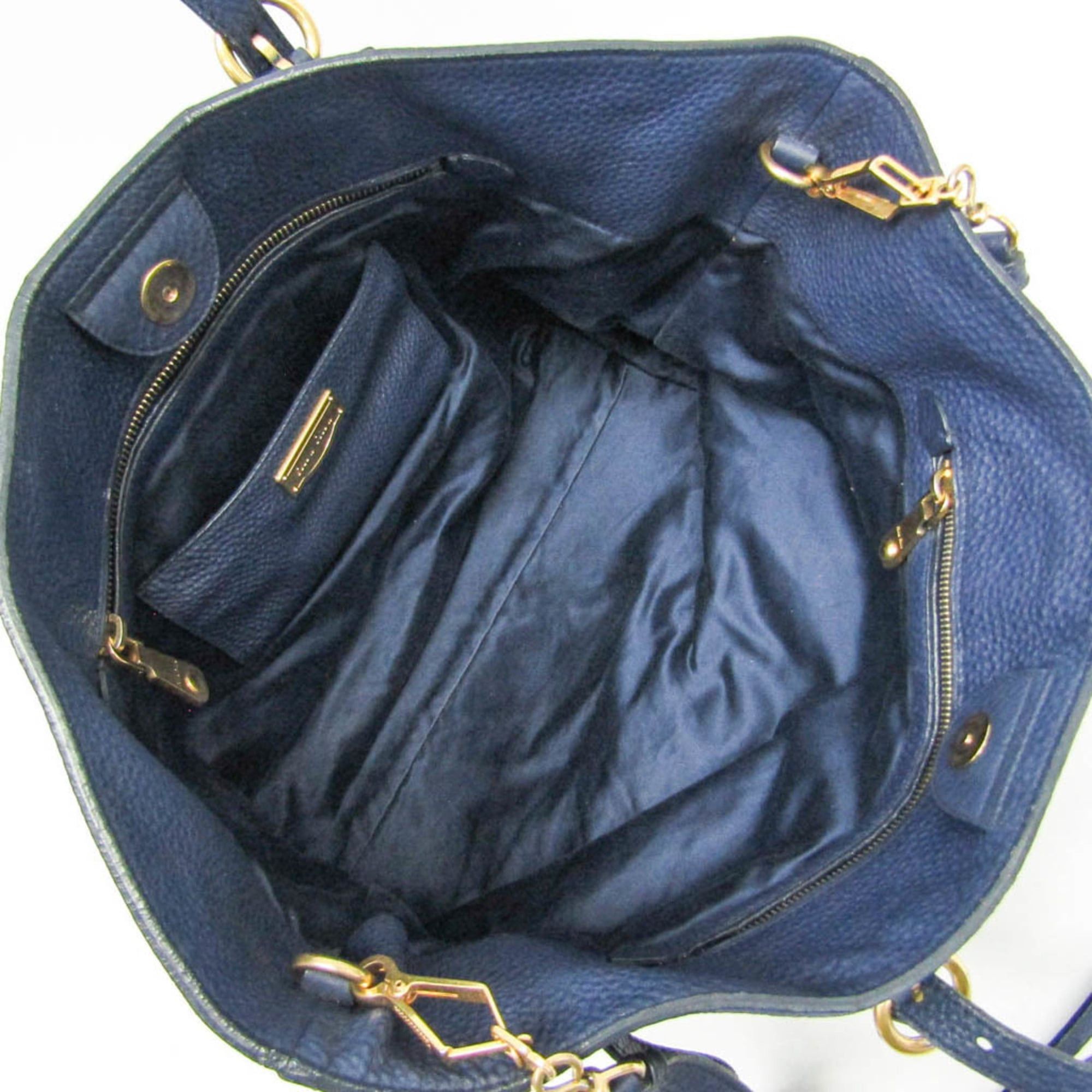 Miu Miu Miu Miu Women's Leather Shoulder Bag,Tote Bag Navy Size ONE SIZE - 3 Thumbnail