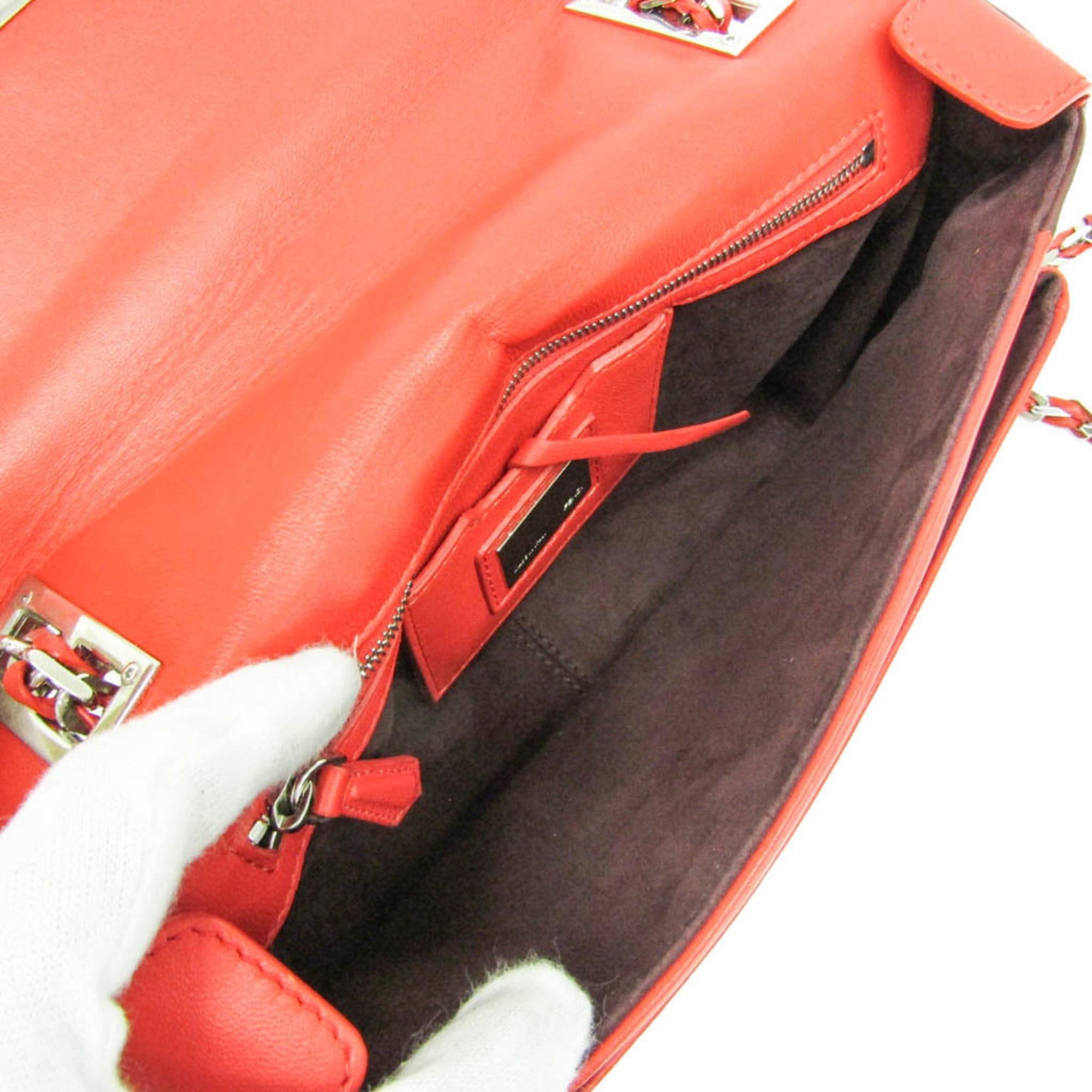 Fendi Fendi 8BR677 Women's Leather Shoulder Bag Red Color,Wine Size ONE SIZE - 3 Thumbnail