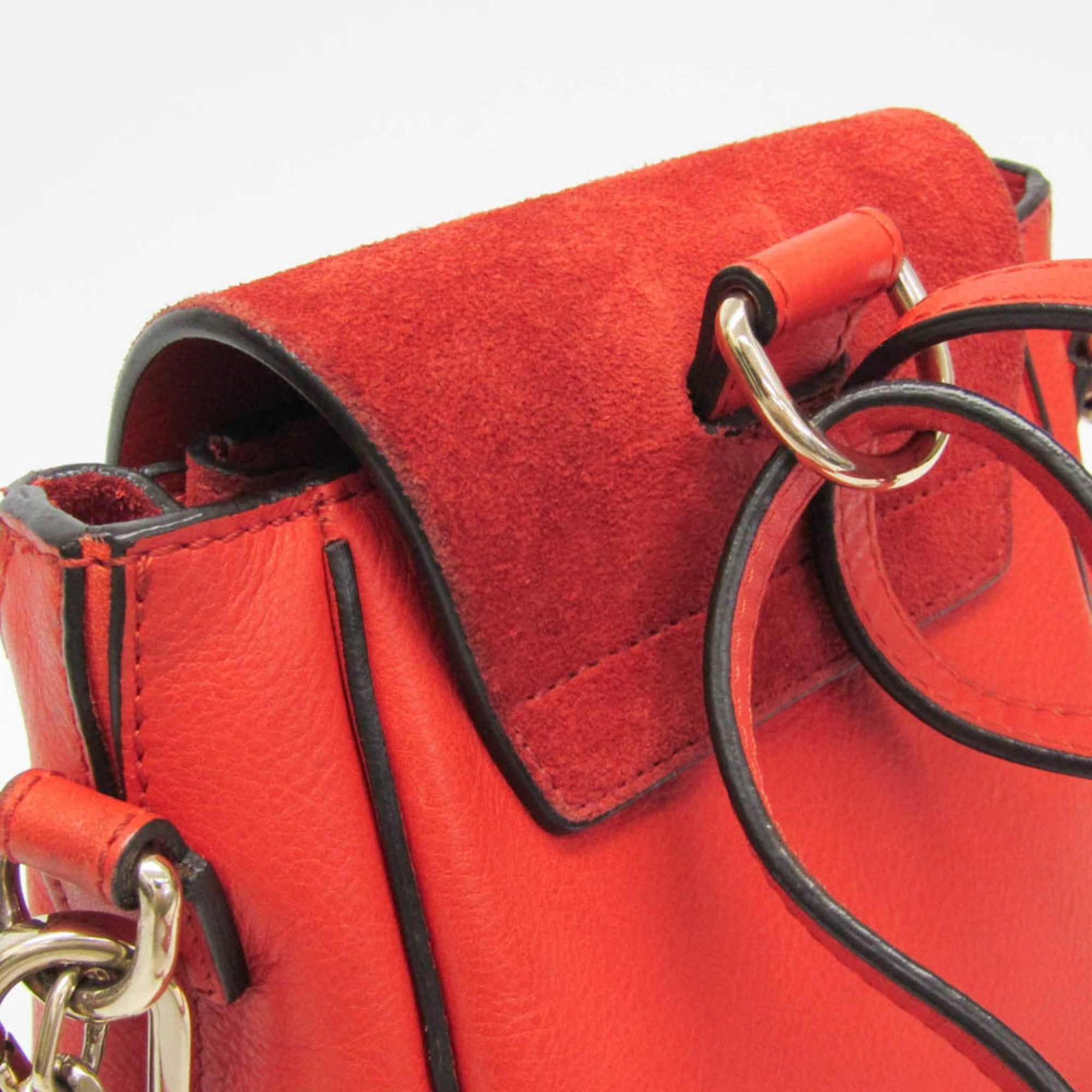 Chloe Chloé Faye Women's Leather,Suede Backpack Orange Size ONE SIZE - 8 Thumbnail