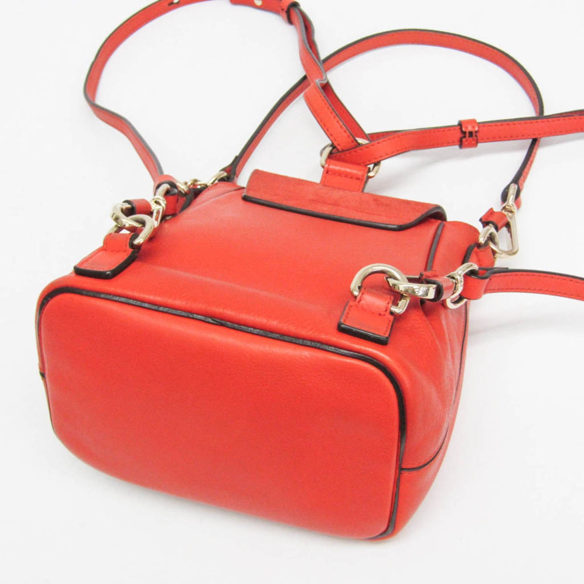 Chloe Chloé Faye Women's Leather,Suede Backpack Orange Size ONE SIZE - 4 Thumbnail