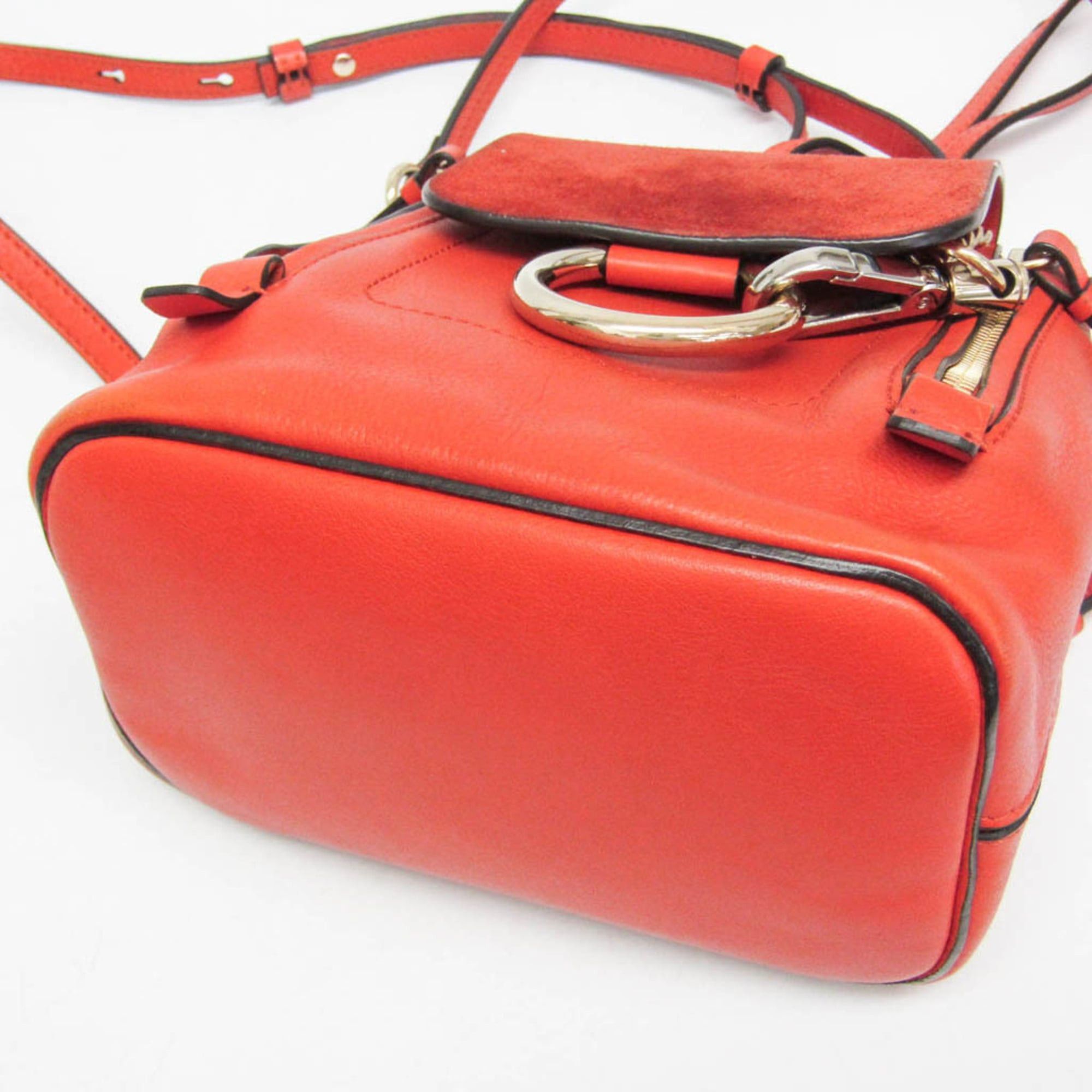 Chloe Chloé Faye Women's Leather,Suede Backpack Orange Size ONE SIZE - 5 Thumbnail