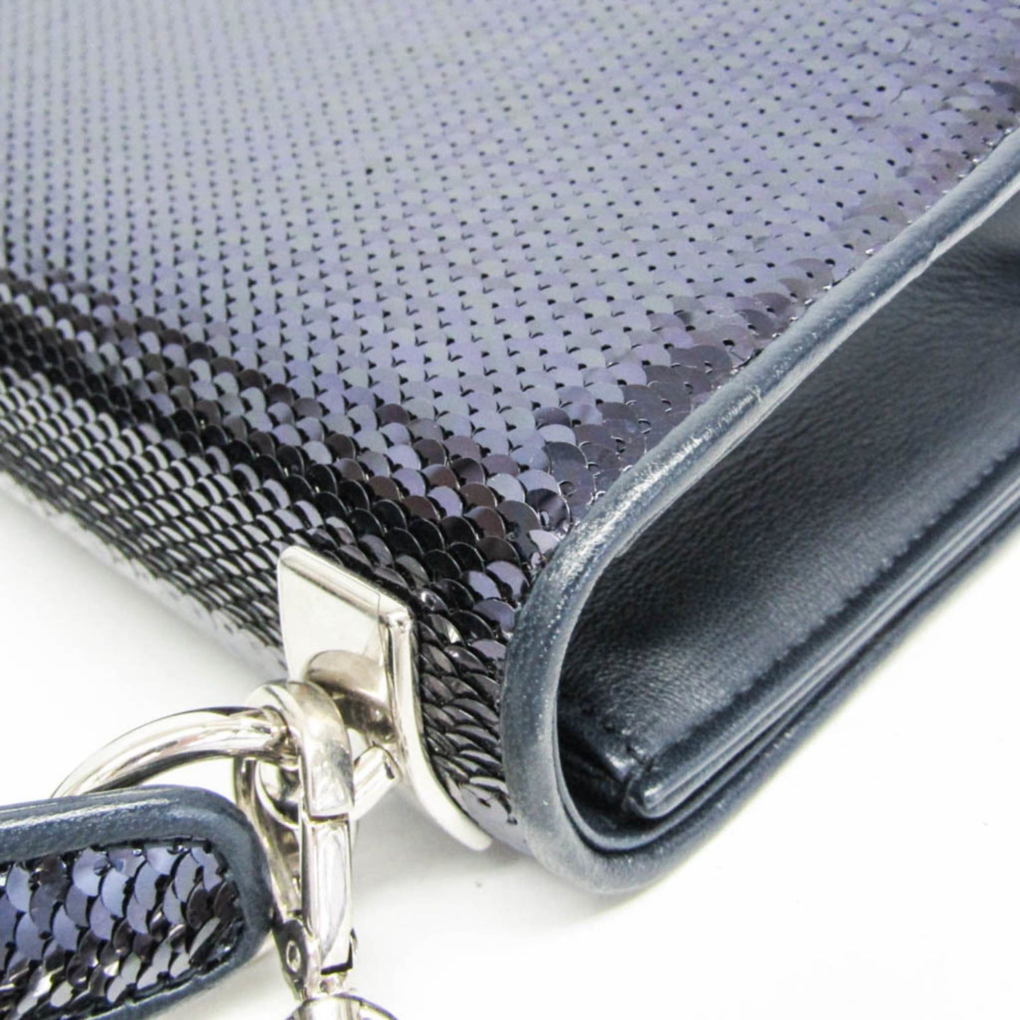 Miu Miu Miu Miu Chain Shoulder Bag 5BH107 Women's Leather,Spangles Handbag,Shoulder Bag Blue Size ONE SIZE - 8 Thumbnail