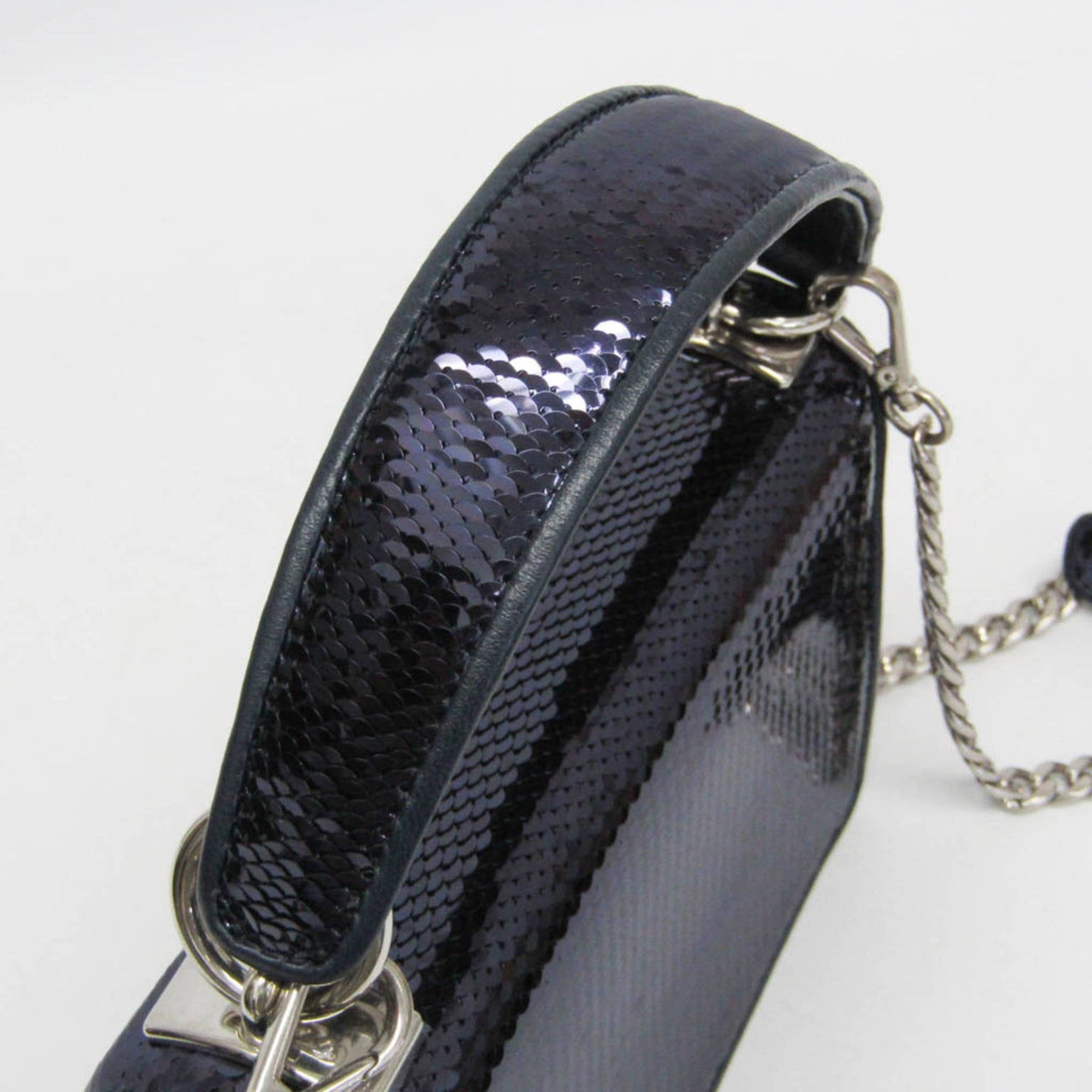 Miu Miu Miu Miu Chain Shoulder Bag 5BH107 Women's Leather,Spangles Handbag,Shoulder Bag Blue Size ONE SIZE - 10 Thumbnail