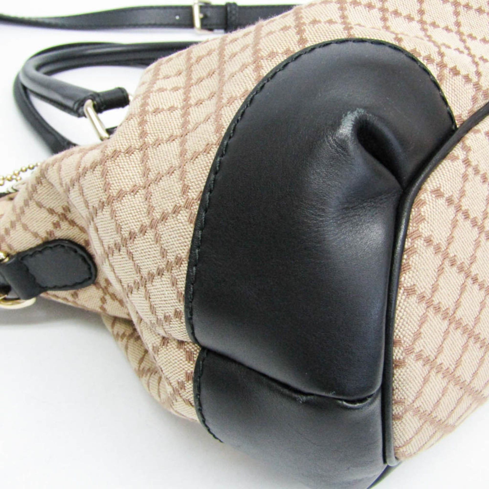 Gucci Gucci Sukey Diamante 247902 Women's Canvas,Leather Handbag,Shoulder Bag Beige,Black Size ONE SIZE - 7 Thumbnail