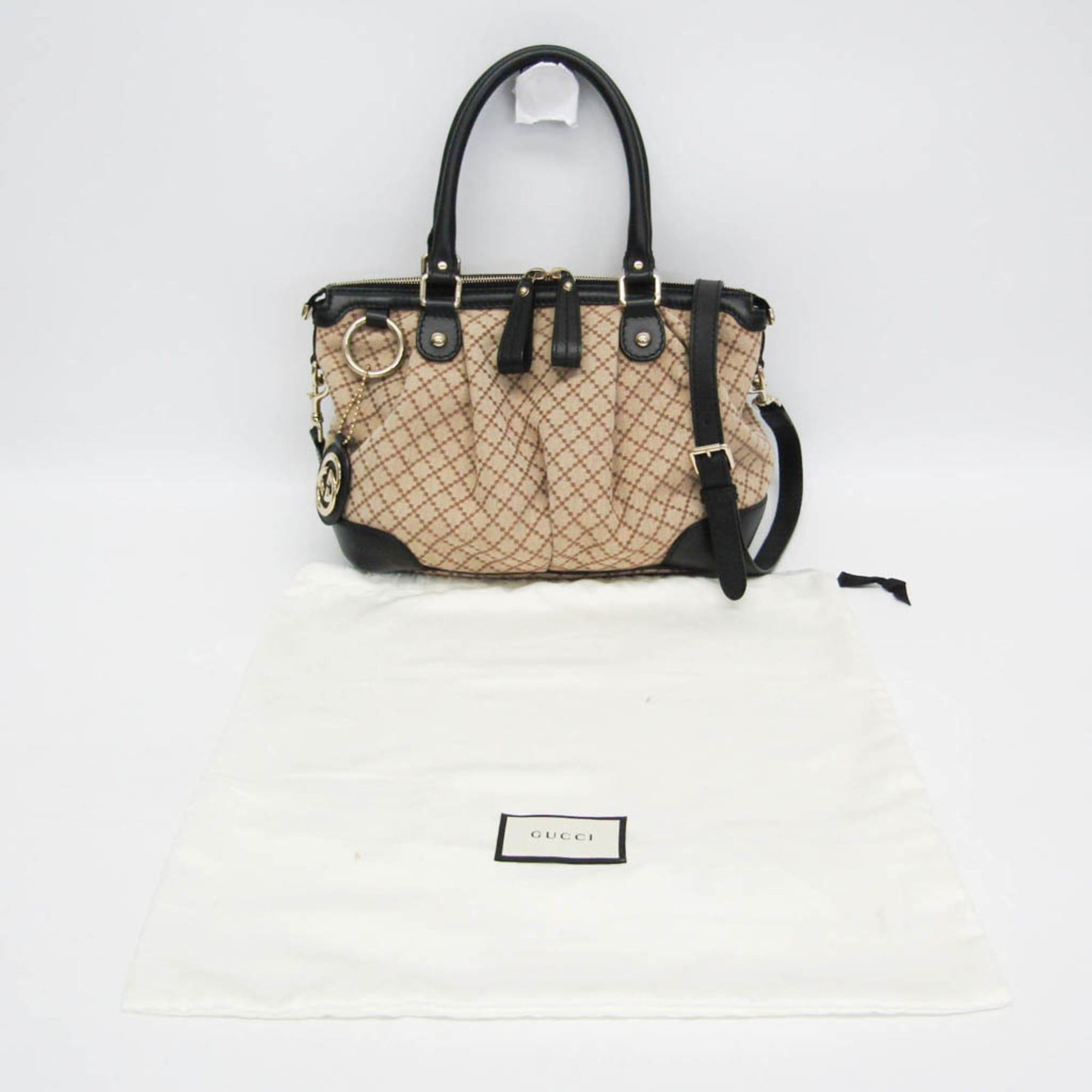 Gucci Gucci Sukey Diamante 247902 Women's Canvas,Leather Handbag,Shoulder Bag Beige,Black Size ONE SIZE - 2 Thumbnail