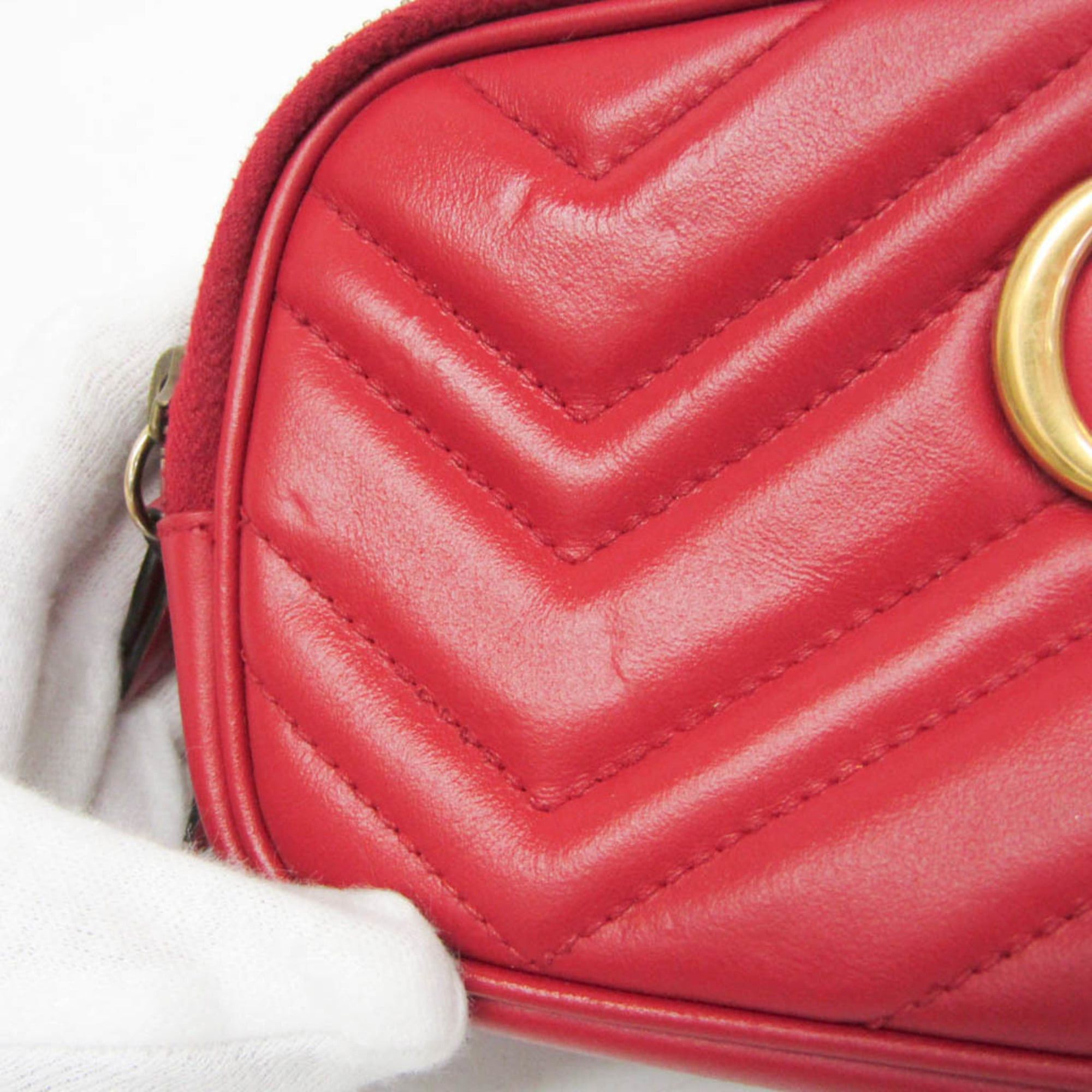 Gucci Gucci GG Marmont 546581 Women's Leather Shoulder Bag Red Color Size ONE SIZE - 7 Thumbnail