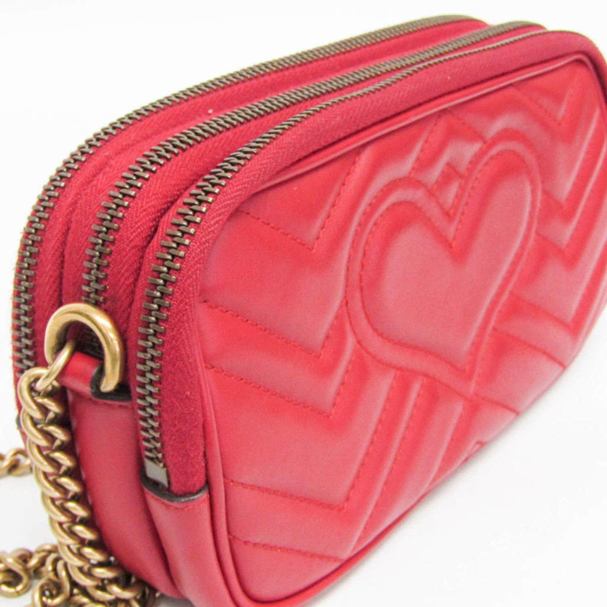 Gucci Gucci GG Marmont 546581 Women's Leather Shoulder Bag Red Color Size ONE SIZE - 5 Thumbnail