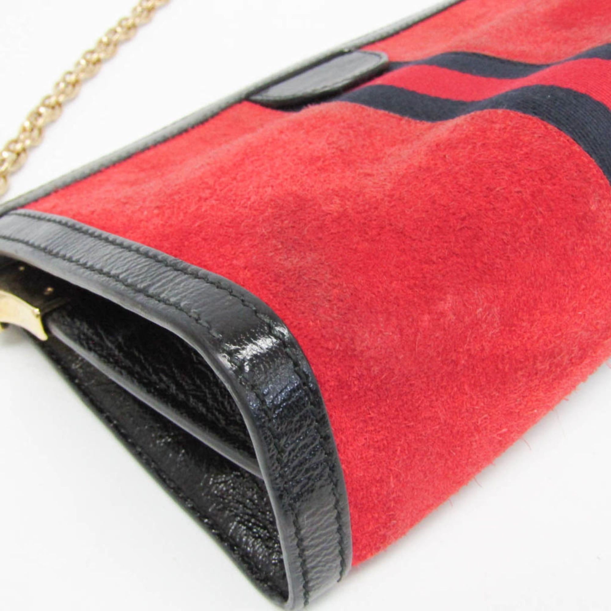 Gucci Gucci Ophidia 503877 Women's Leather,Suede Shoulder Bag Black,Red Color Size ONE SIZE - 4 Thumbnail