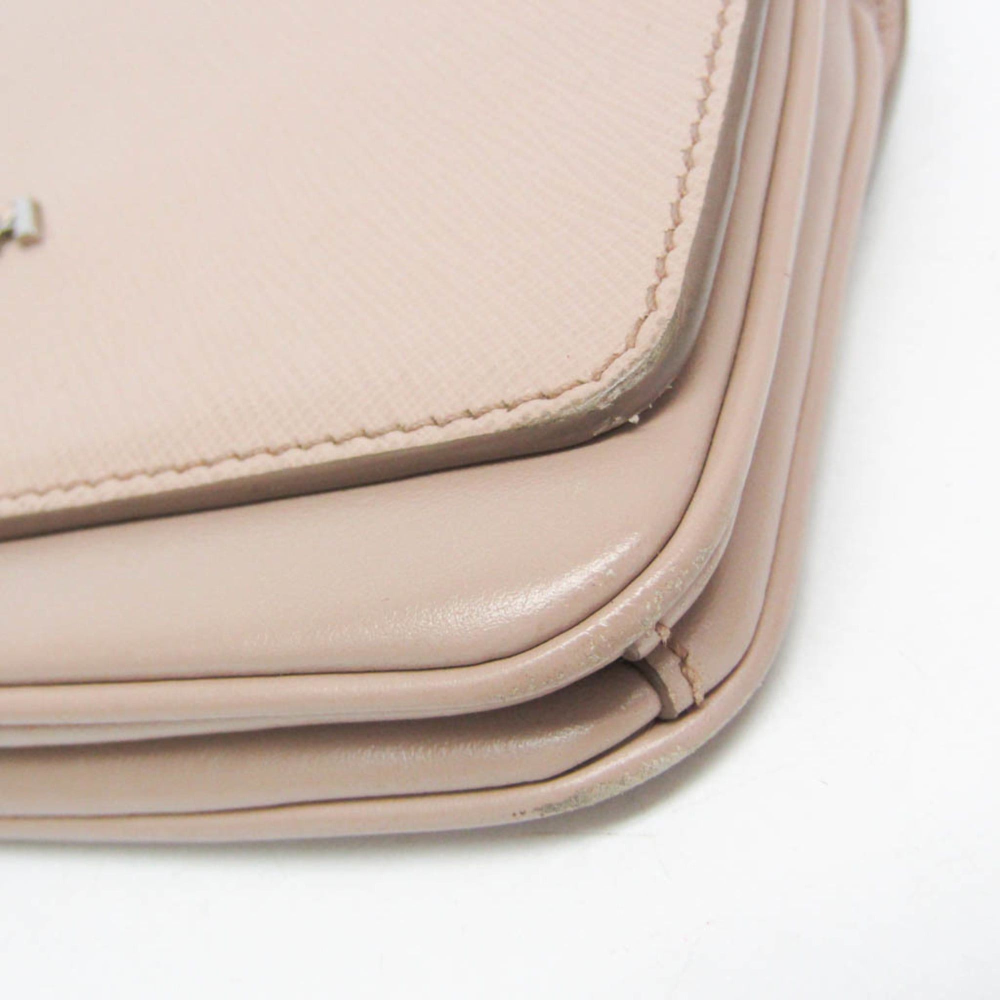 Prada Prada Saffiano Chain Shoulder Bag 1BD144 Women's Leather Shoulder Bag Pink Beige Size ONE SIZE - 6 Thumbnail