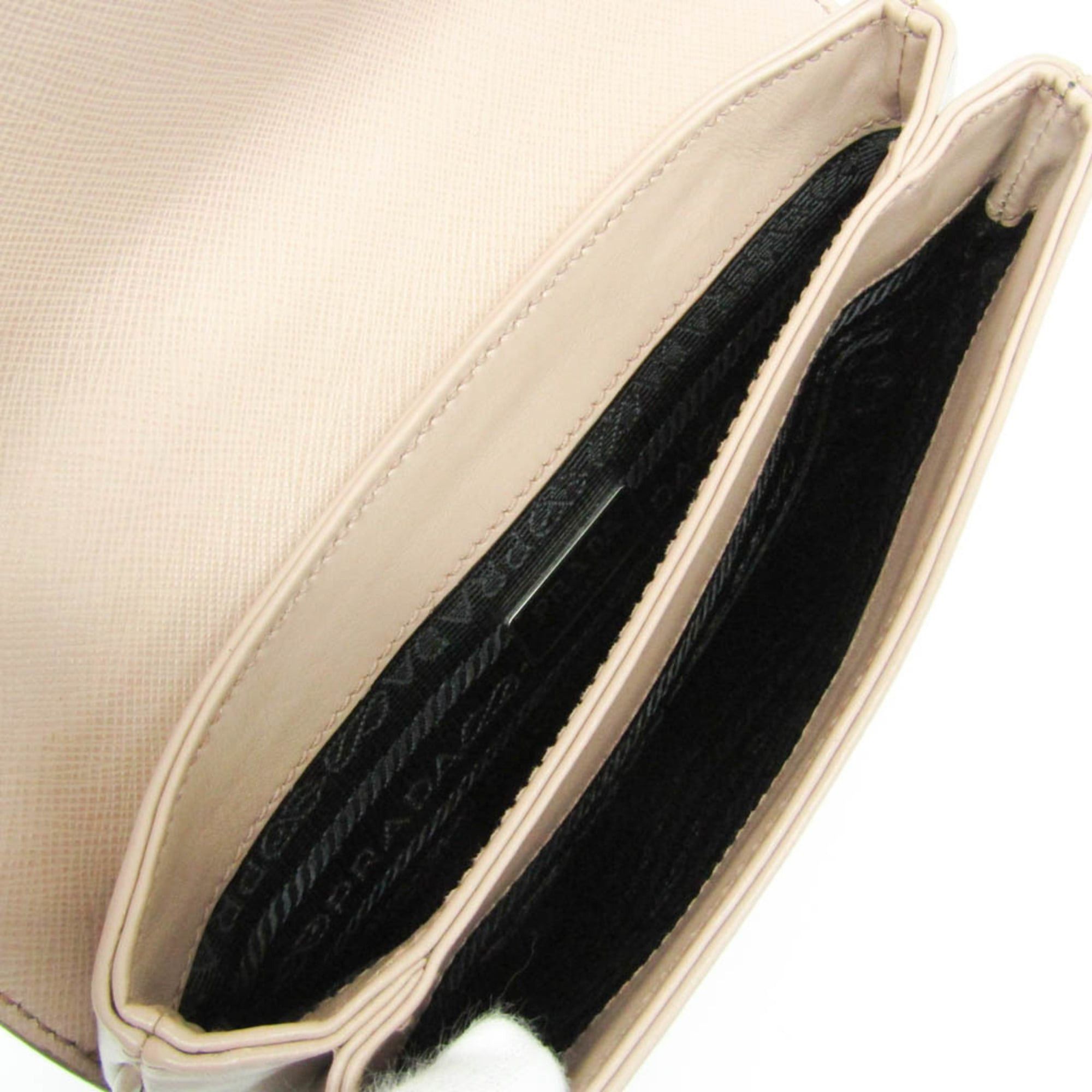 Prada Prada Saffiano Chain Shoulder Bag 1BD144 Women's Leather Shoulder Bag Pink Beige Size ONE SIZE - 4 Thumbnail