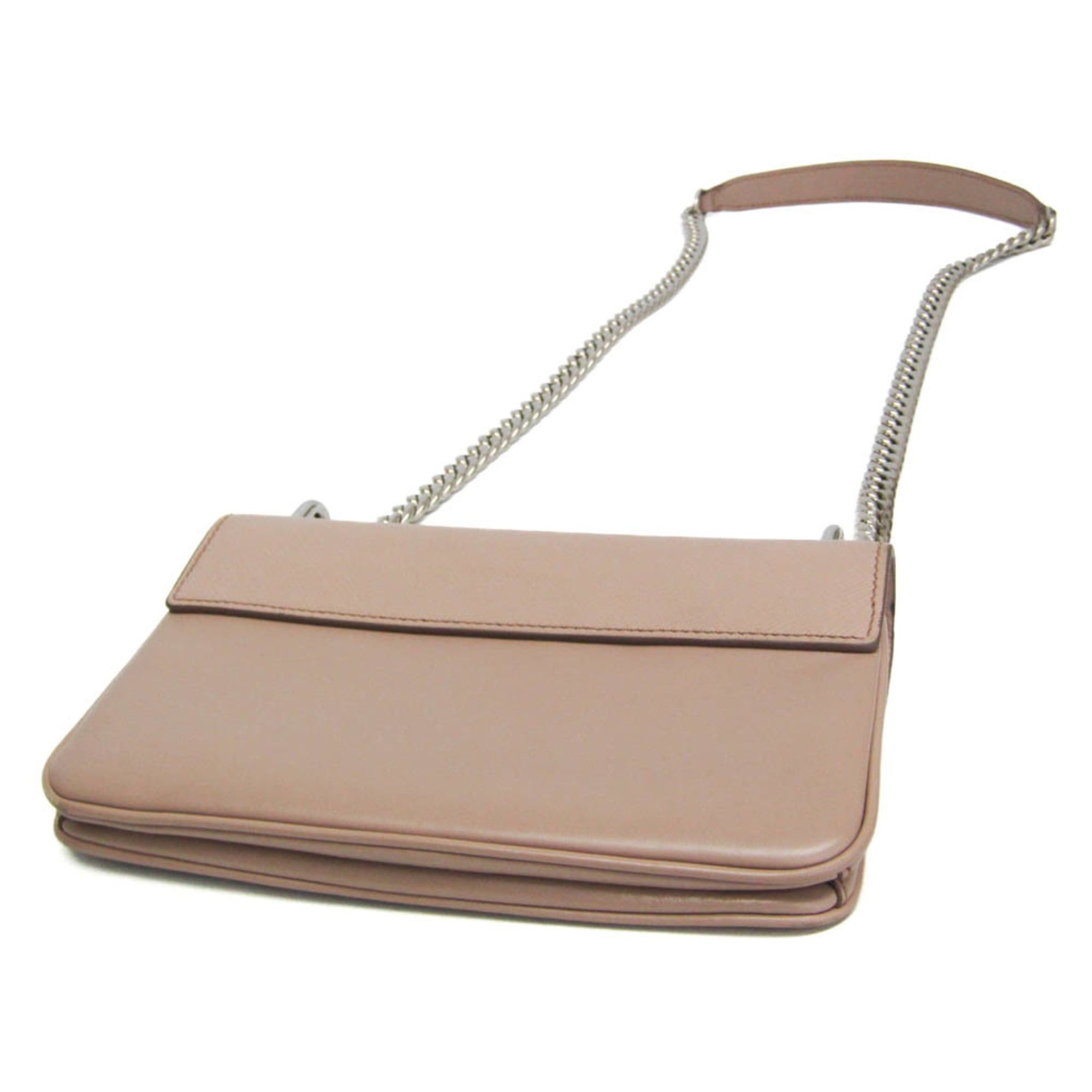 Prada Prada Saffiano Chain Shoulder Bag 1BD144 Women's Leather Shoulder Bag Pink Beige Size ONE SIZE - 3 Thumbnail