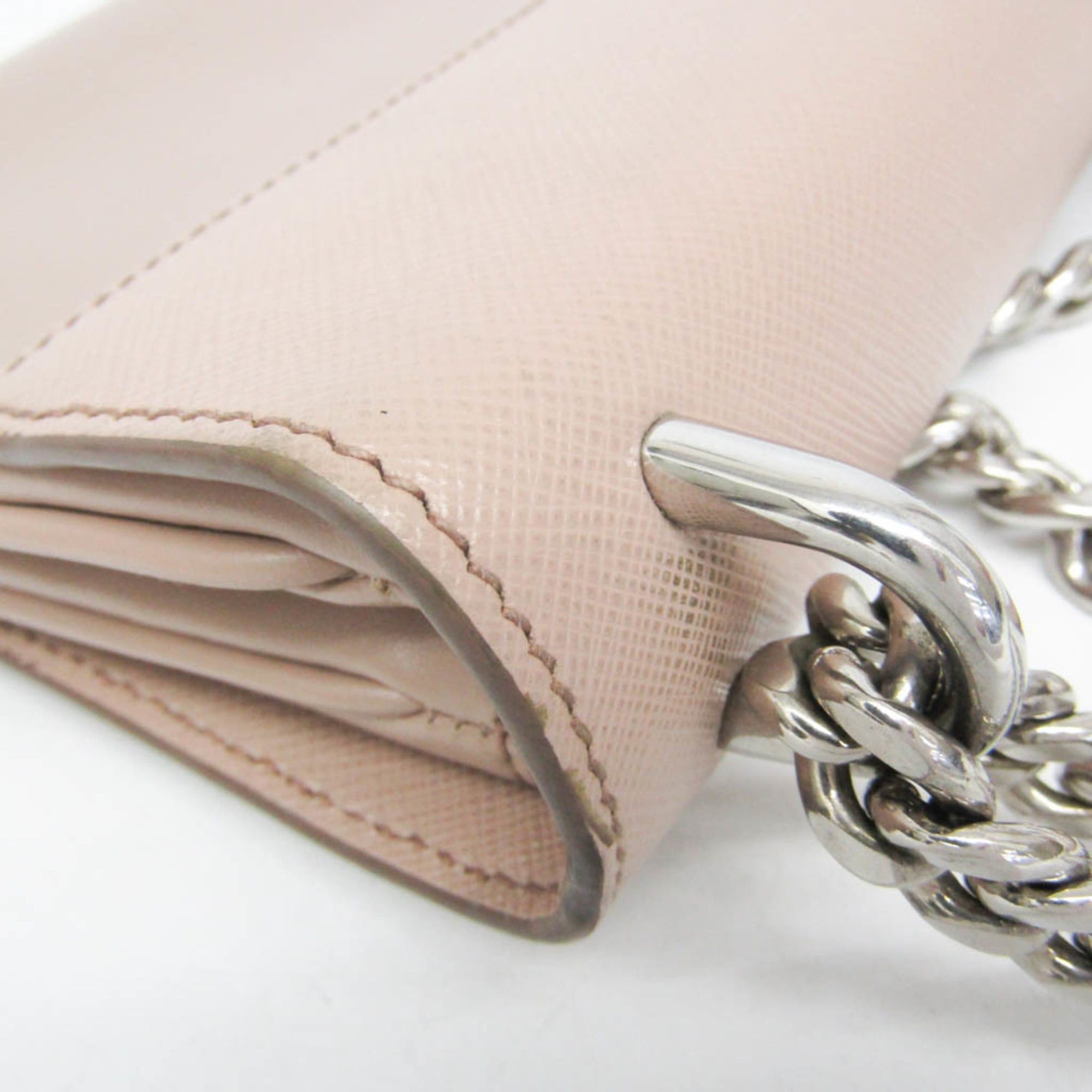 Prada Prada Saffiano Chain Shoulder Bag 1BD144 Women's Leather Shoulder Bag Pink Beige Size ONE SIZE - 9 Thumbnail