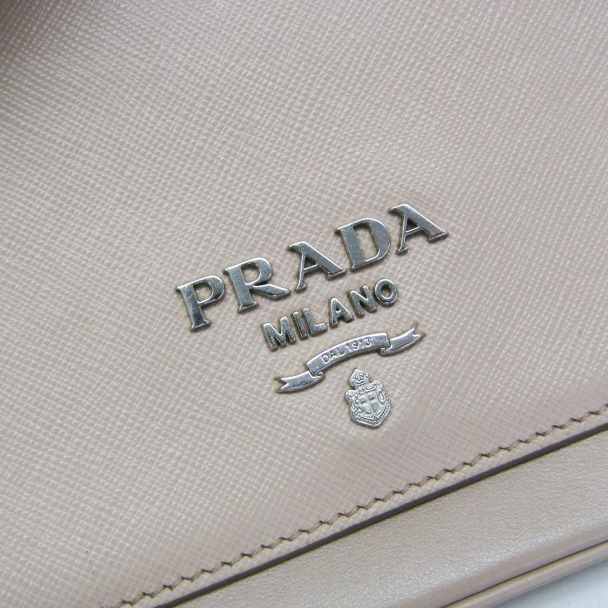 Prada Prada Saffiano Chain Shoulder Bag 1BD144 Women's Leather Shoulder Bag Pink Beige Size ONE SIZE - 13 Thumbnail