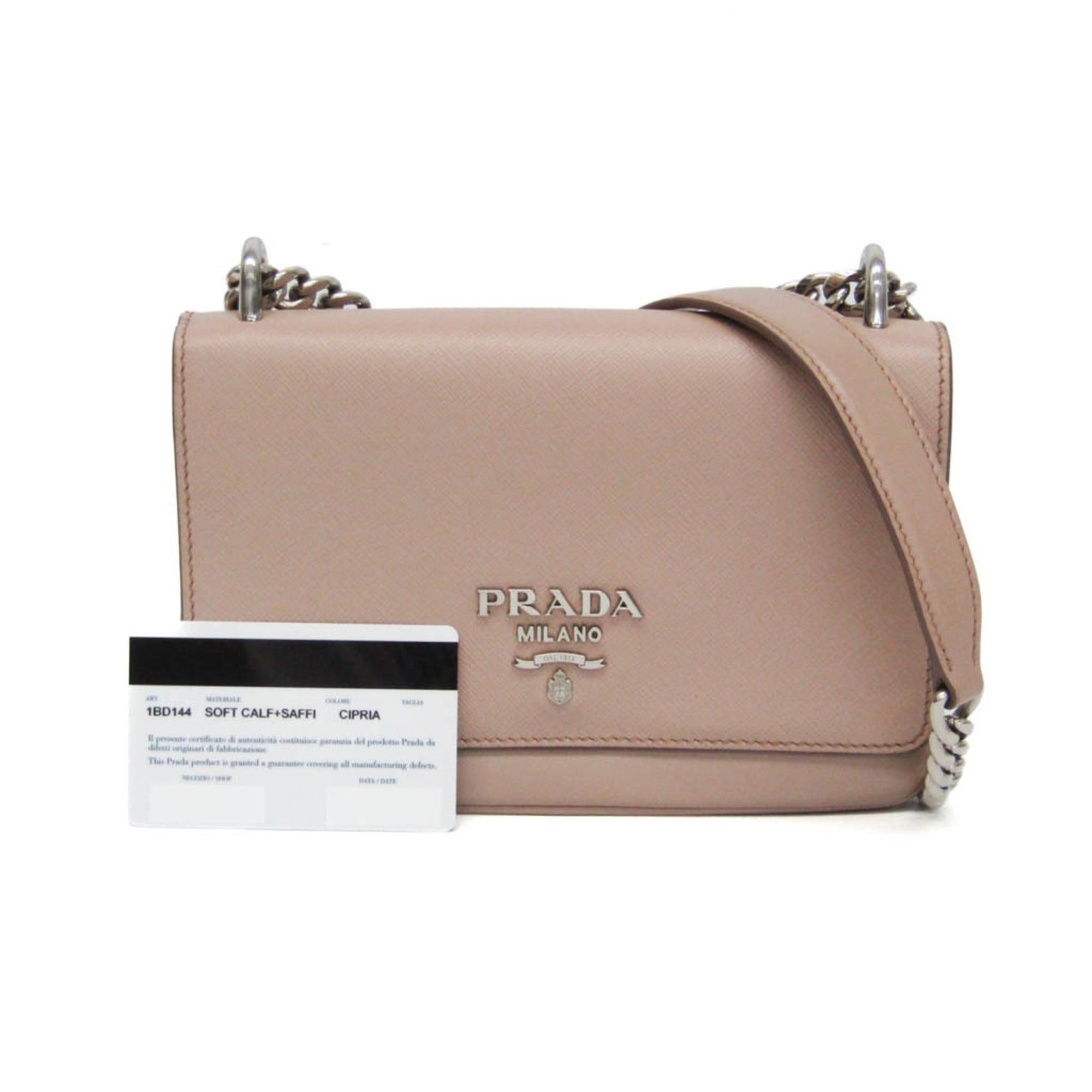 Prada Prada Saffiano Chain Shoulder Bag 1BD144 Women's Leather Shoulder Bag Pink Beige Size ONE SIZE - 2 Thumbnail