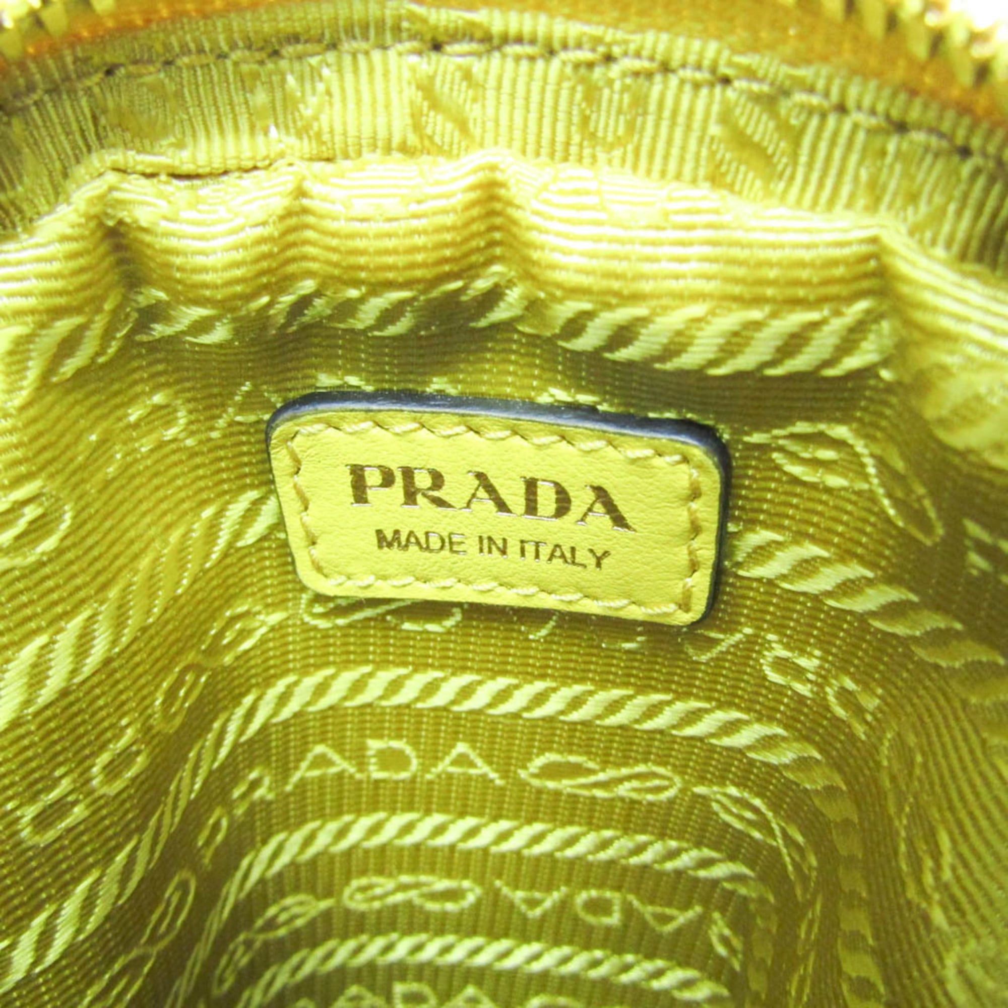 Prada Prada Small Shoulder Pouch PELLETTERIA 9Y21OM Women's Leather Pouch,Shoulder Bag Yellow Size ONE SIZE - 10 Thumbnail