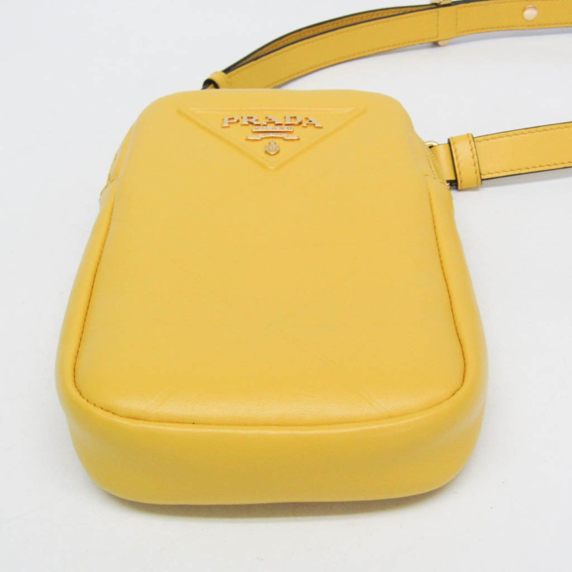 Prada Prada Small Shoulder Pouch PELLETTERIA 9Y21OM Women's Leather Pouch,Shoulder Bag Yellow Size ONE SIZE - 5 Thumbnail
