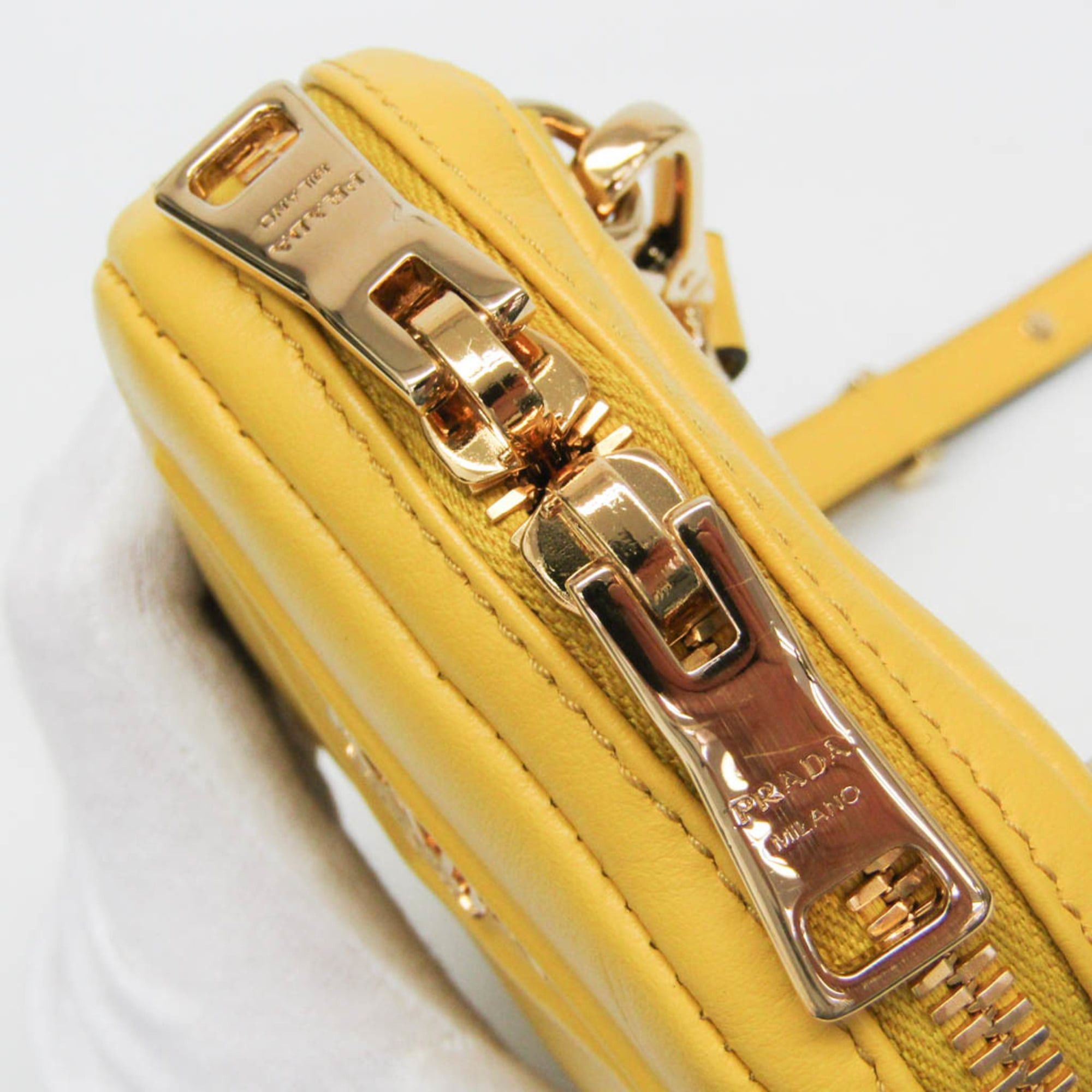 Prada Prada Small Shoulder Pouch PELLETTERIA 9Y21OM Women's Leather Pouch,Shoulder Bag Yellow Size ONE SIZE - 7 Thumbnail