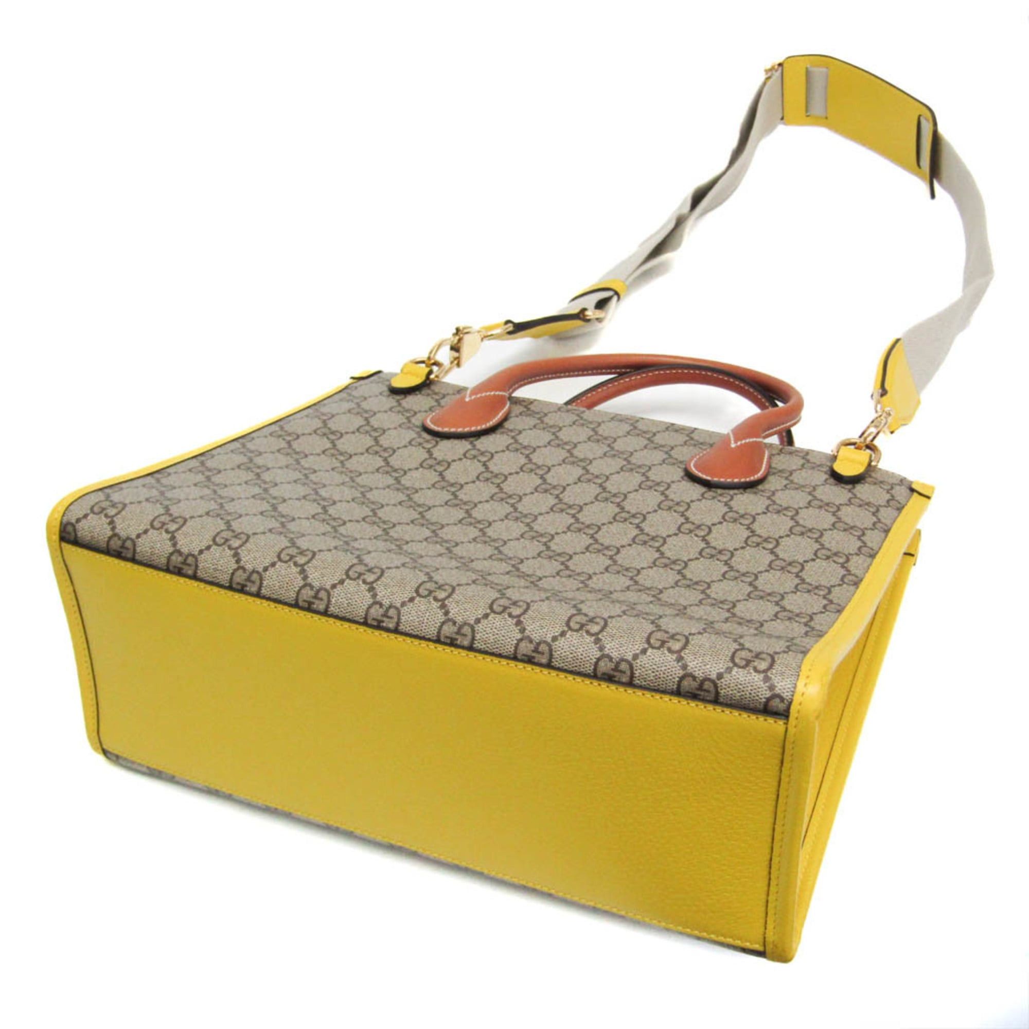 Gucci Gucci 680956 Women's GG Supreme,Leather Shoulder Bag,Tote Bag Beige,Pink,Yellow Size ONE SIZE - 2 Thumbnail
