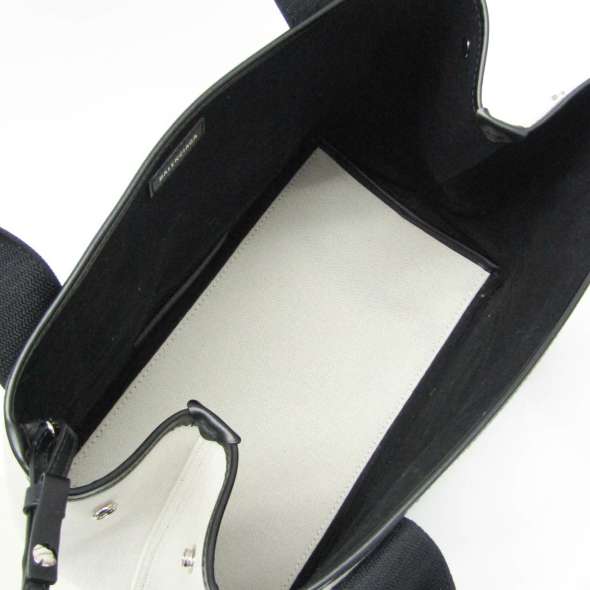 Balenciaga Balenciaga Navy Cabas S 339933 Women's Canvas,Leather Handbag Black,Off-white Size ONE SIZE - 4 Thumbnail