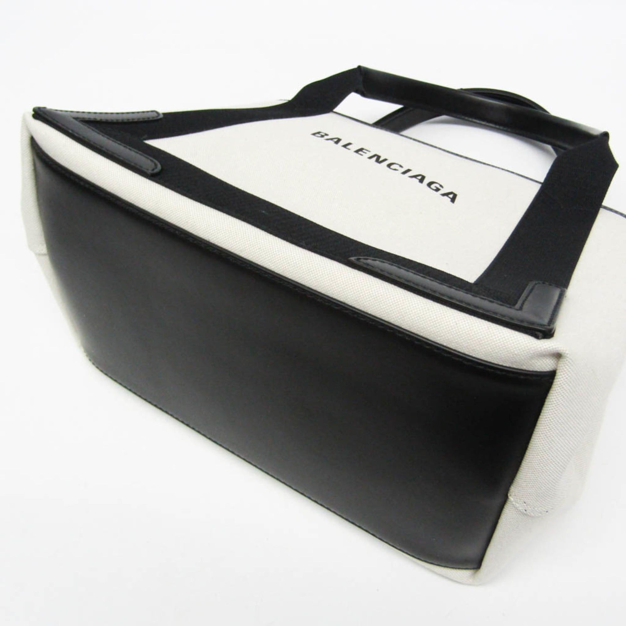 Balenciaga Balenciaga Navy Cabas S 339933 Women's Canvas,Leather Handbag Black,Off-white Size ONE SIZE - 7 Thumbnail
