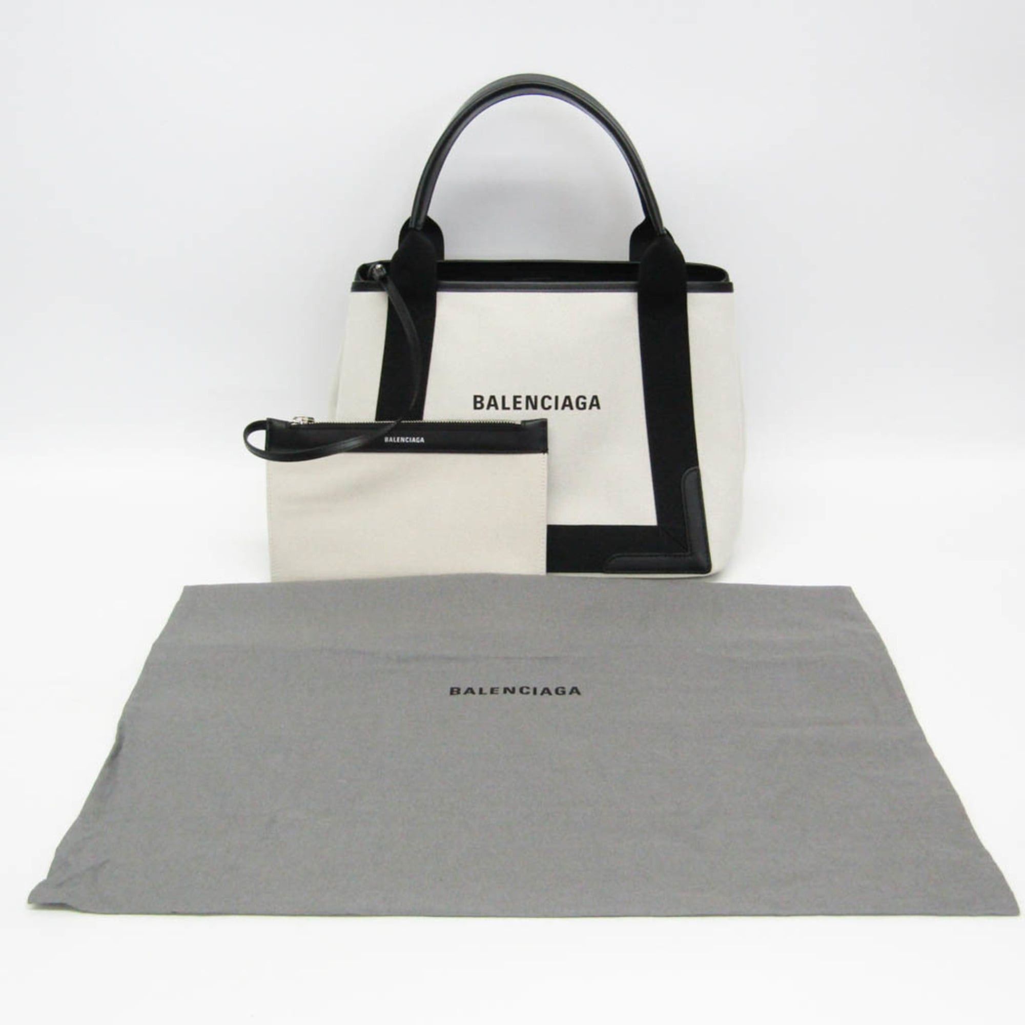Balenciaga Balenciaga Navy Cabas S 339933 Women's Canvas,Leather Handbag Black,Off-white Size ONE SIZE - 2 Thumbnail
