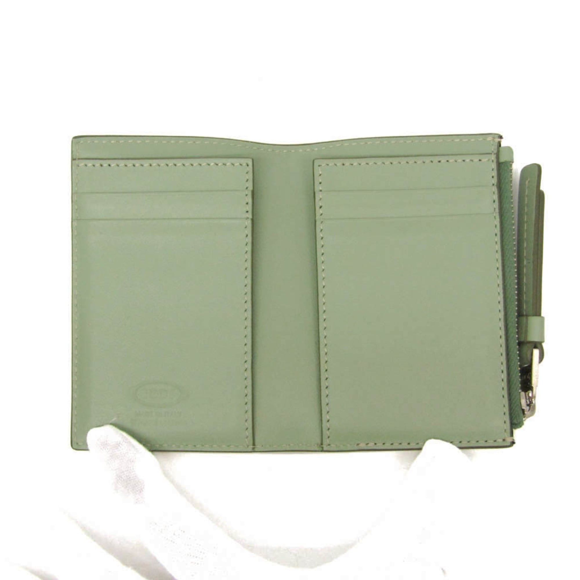 Tod's Tod's Compact Wallet Women's Leather Wallet (bi-fold) Light Green Size ONE SIZE - 4 Thumbnail