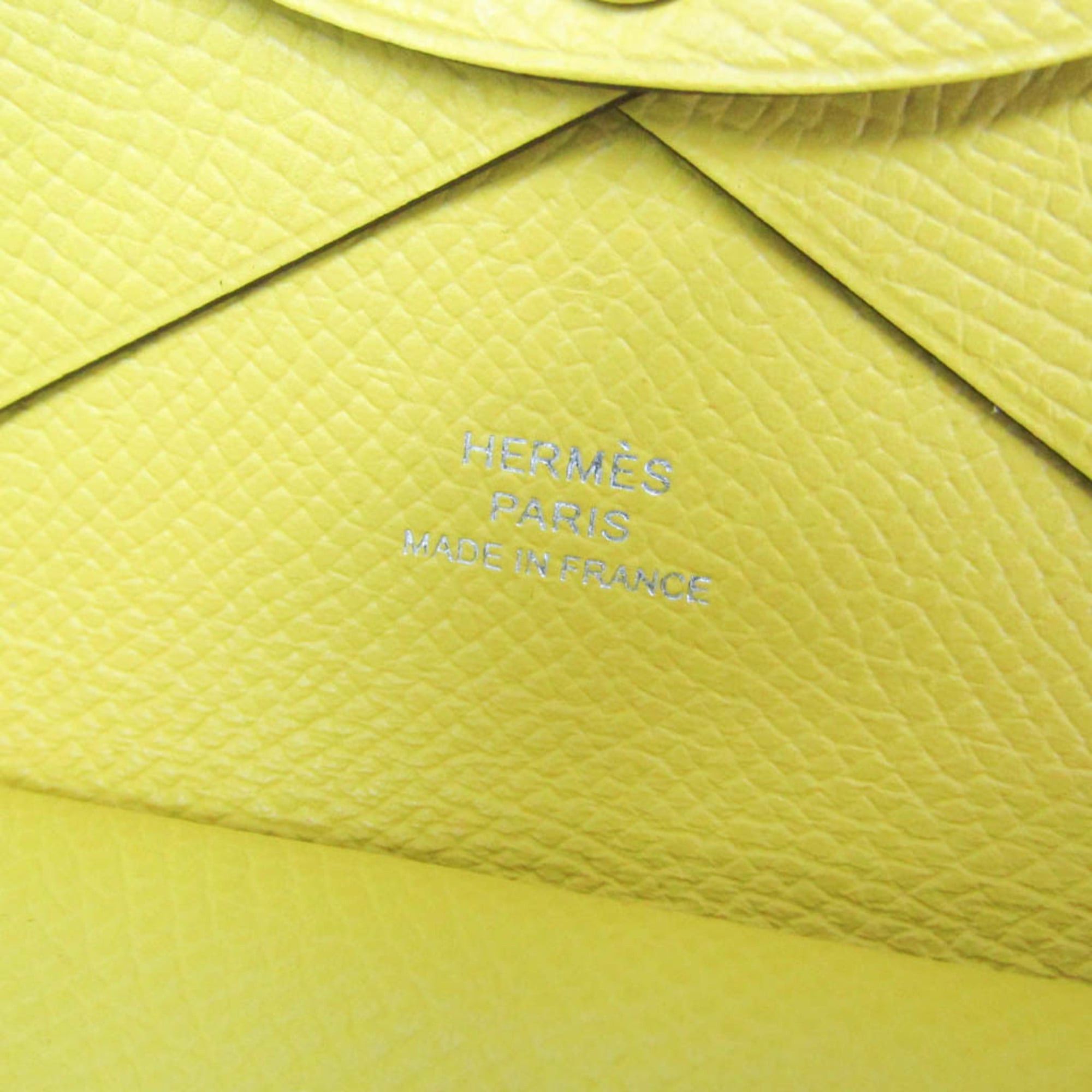 Hermes Hermes Calvi Duo Epsom Leather Card Case Yellow Size ONE SIZE - 10 Thumbnail