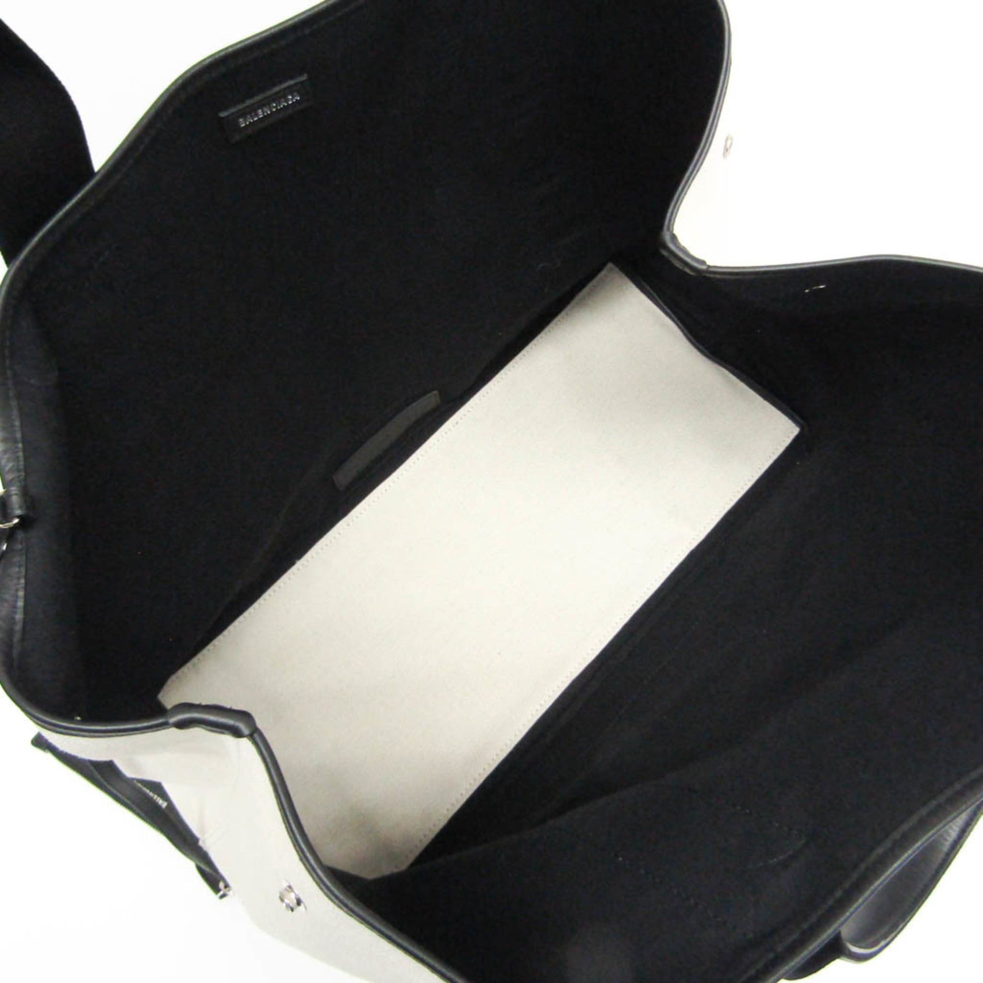 Balenciaga Balenciaga Navy Cabas M 339936 Men,Women Canvas,Leather Handbag,Tote Bag Black,Off-white Size ONE SIZE - 4 Thumbnail