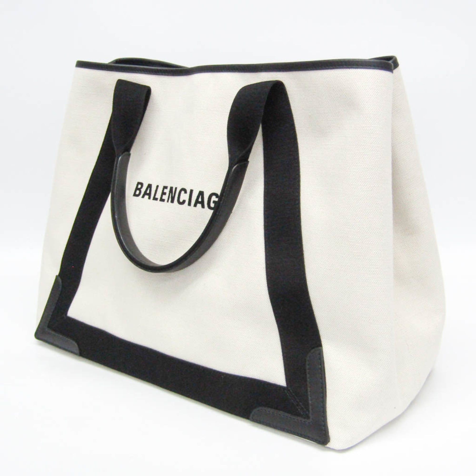 Balenciaga Balenciaga Navy Cabas M 339936 Men,Women Canvas,Leather Handbag,Tote Bag Black,Off-white Size ONE SIZE - 8 Thumbnail
