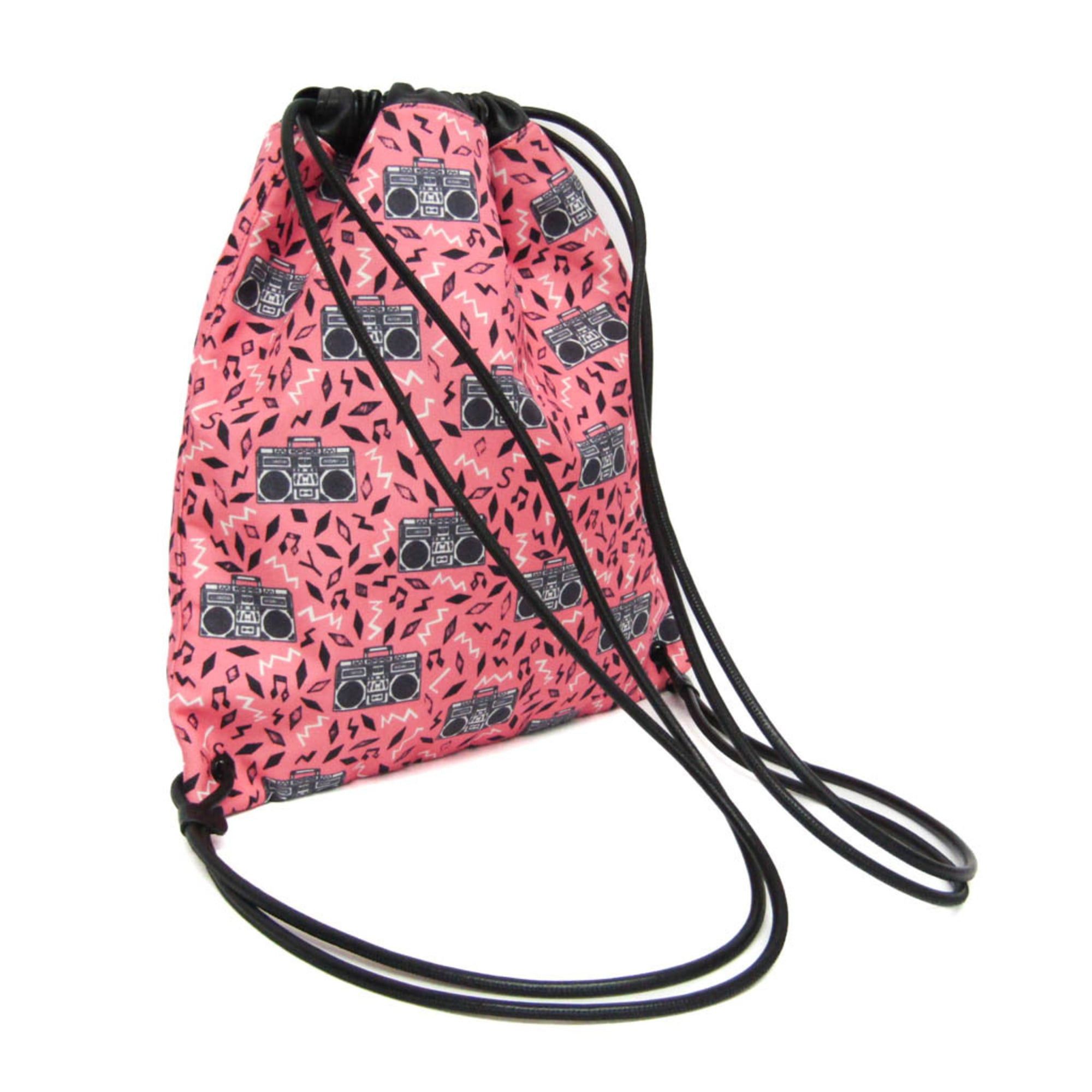 Saint Laurent Paris Saint Laurent Teddy Drawstring Bag 553919 Men,Women Leather,Canvas Backpack Black,Pink Size ONE SIZE - 2 Thumbnail
