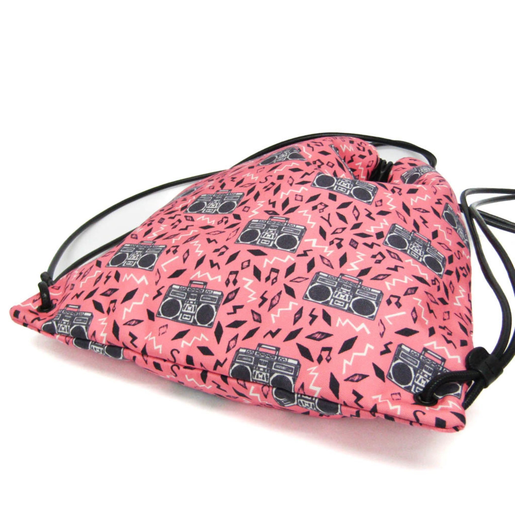 Saint Laurent Paris Saint Laurent Teddy Drawstring Bag 553919 Men,Women Leather,Canvas Backpack Black,Pink Size ONE SIZE - 4 Thumbnail