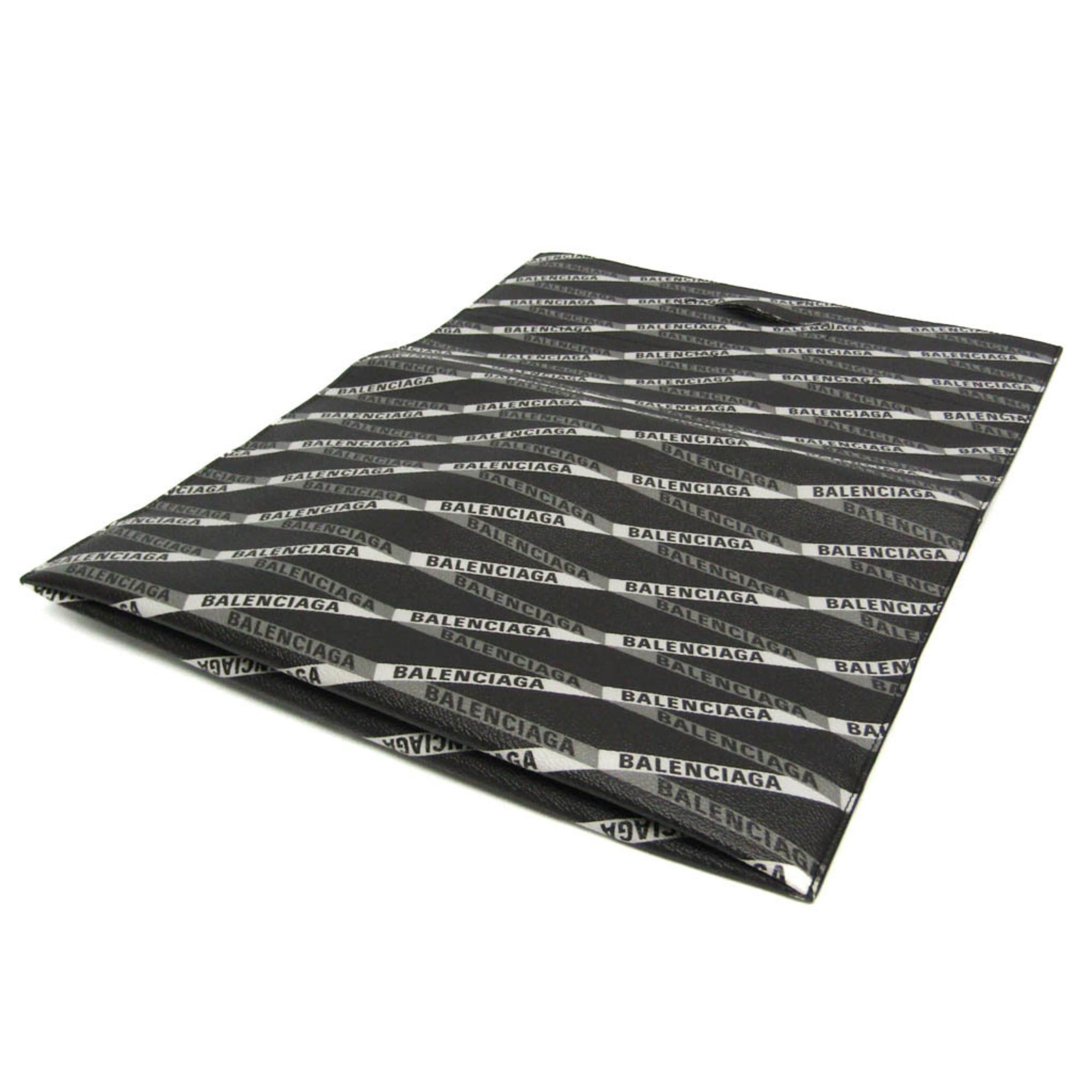 Balenciaga Balenciaga Logo Print 544310 Women,Men Leather Clutch Bag,Handbag Black,Gray Size ONE SIZE - 13 Thumbnail