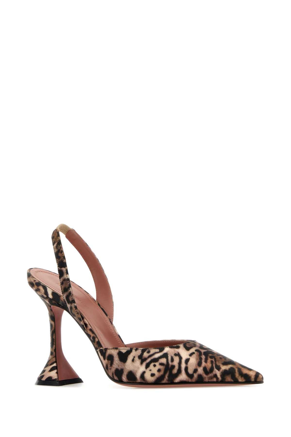 Amina Muaddi Printed Satin Holli Sling Pumps Size US 6 / IT 36 - 2 Thumbnail