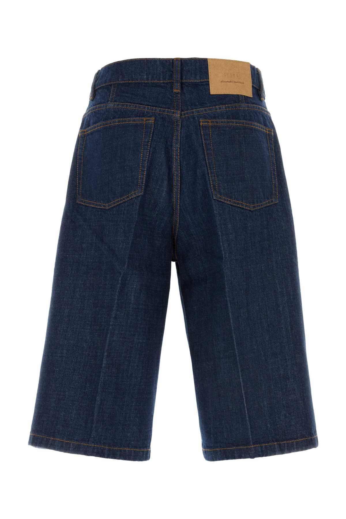 AMI Dark Blue Denim Bermuda Shorts Size US 34 / EU 50 - 2 Thumbnail