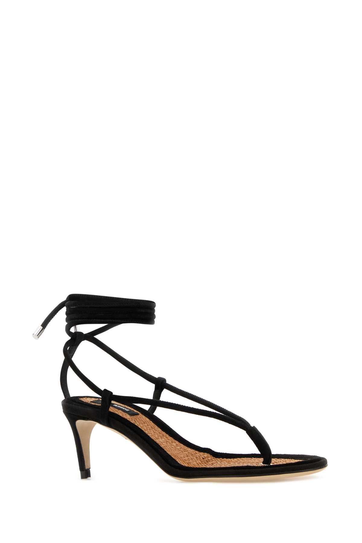 Dsquared2 Black Suede Twin Thong Sandals Size US 6 / IT 36 - 2 Thumbnail