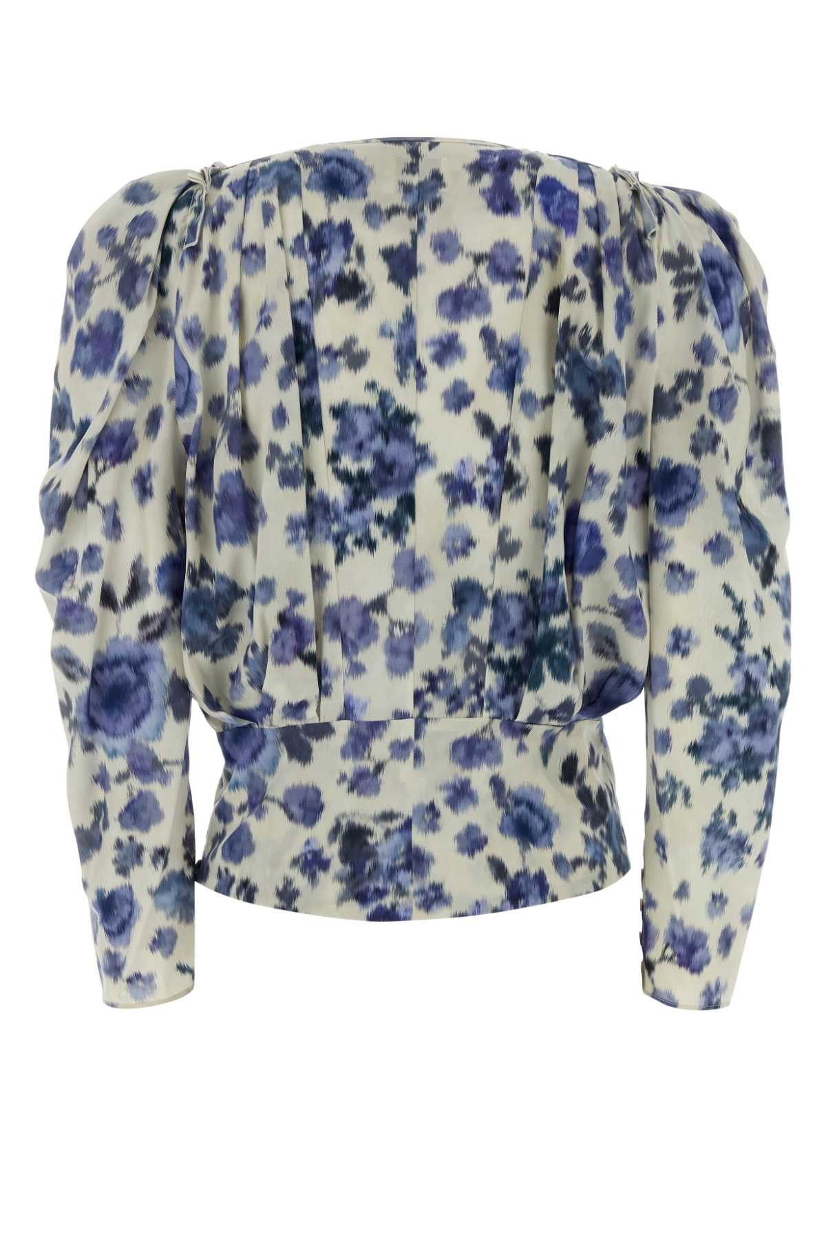 Isabel Marant Printed Stretch Silk Zarga Blouse Size M / US 6-8 / IT 42-44 - 2 Thumbnail