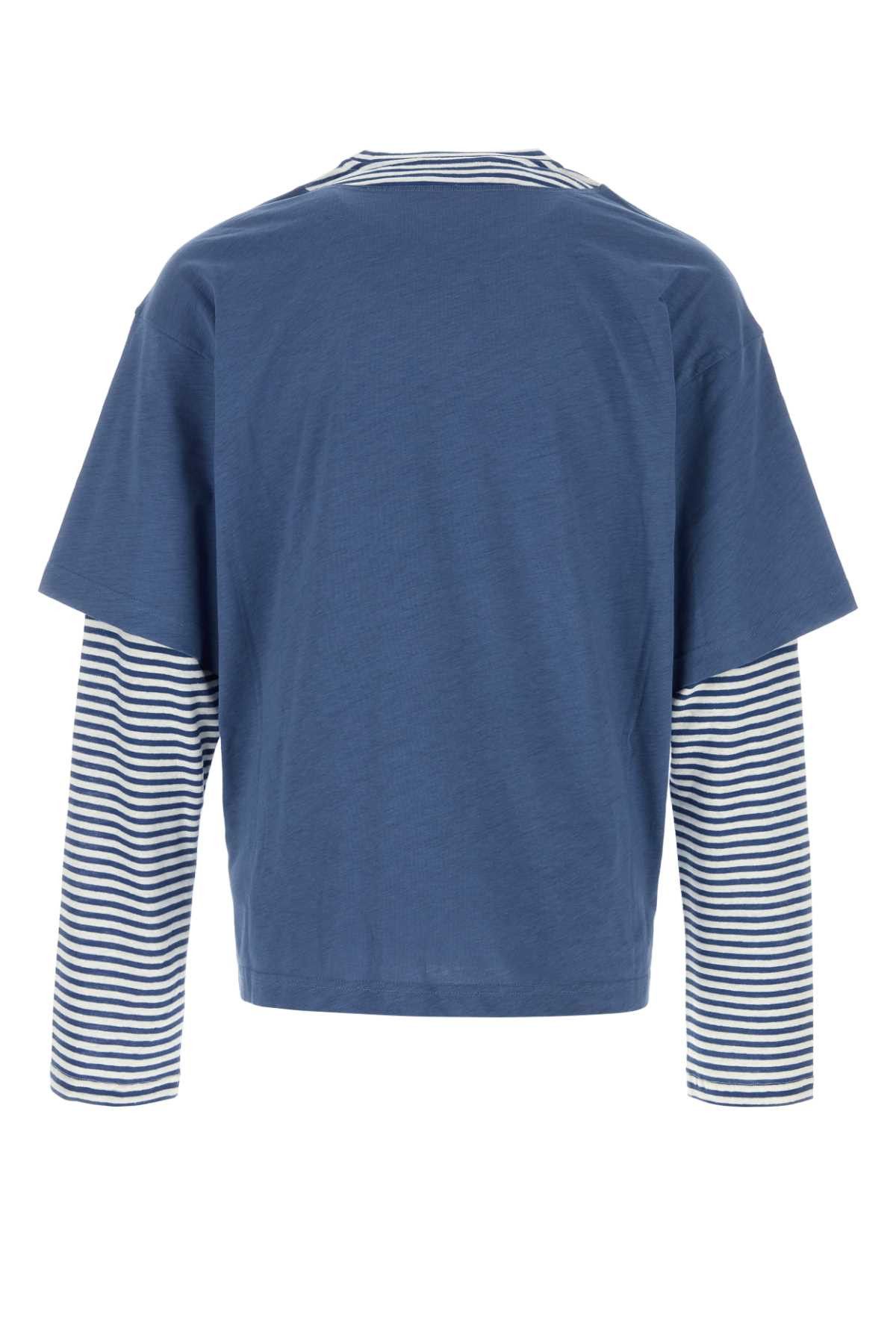 Marni Air Force Blue Linen Bend T-Shirt Size US L / EU 52-54 / 3 - 2 Thumbnail