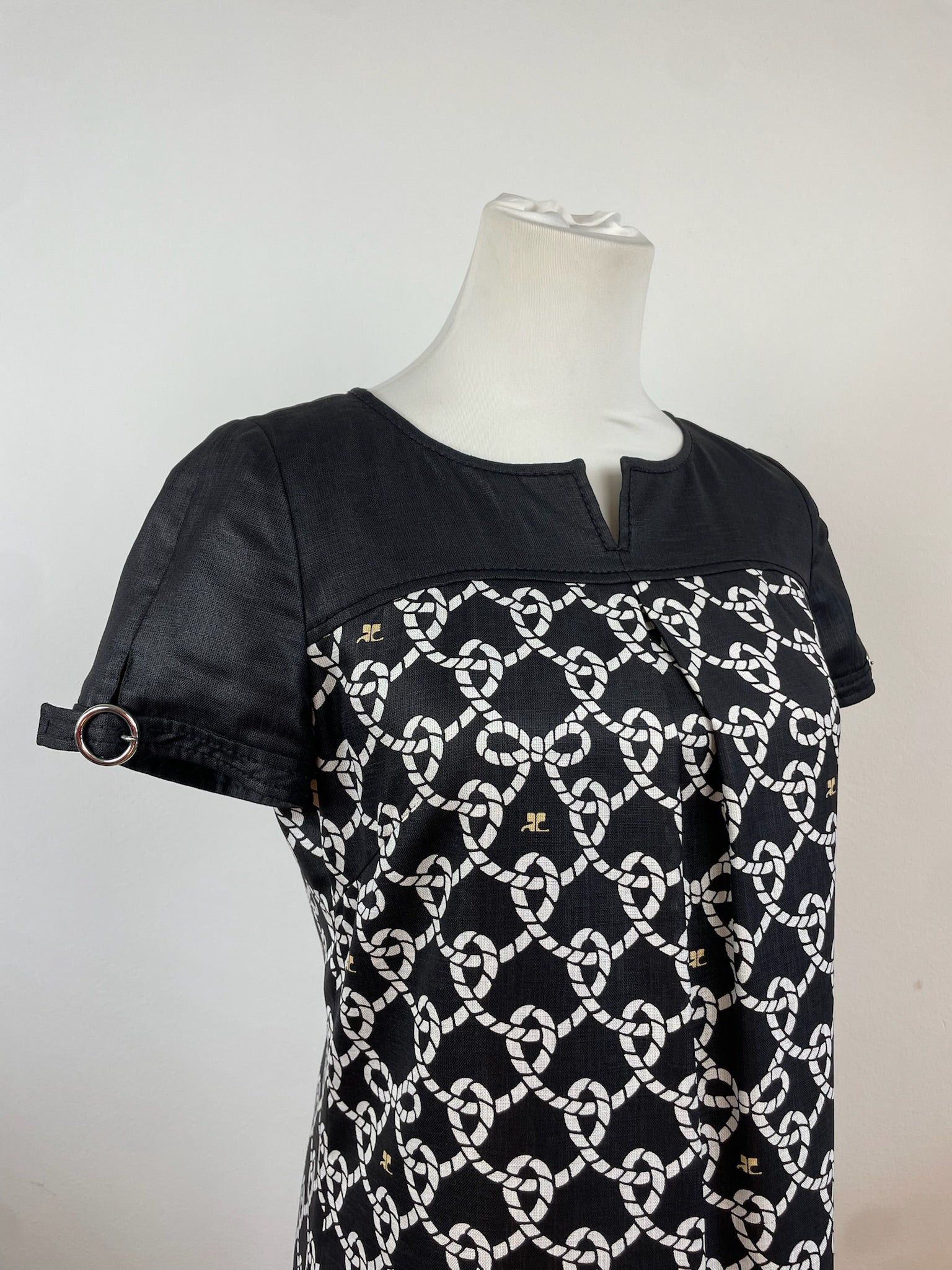 Courreges Vintage Abstract Dress Black White M Size S / US 4 / IT 40 - 4 Thumbnail