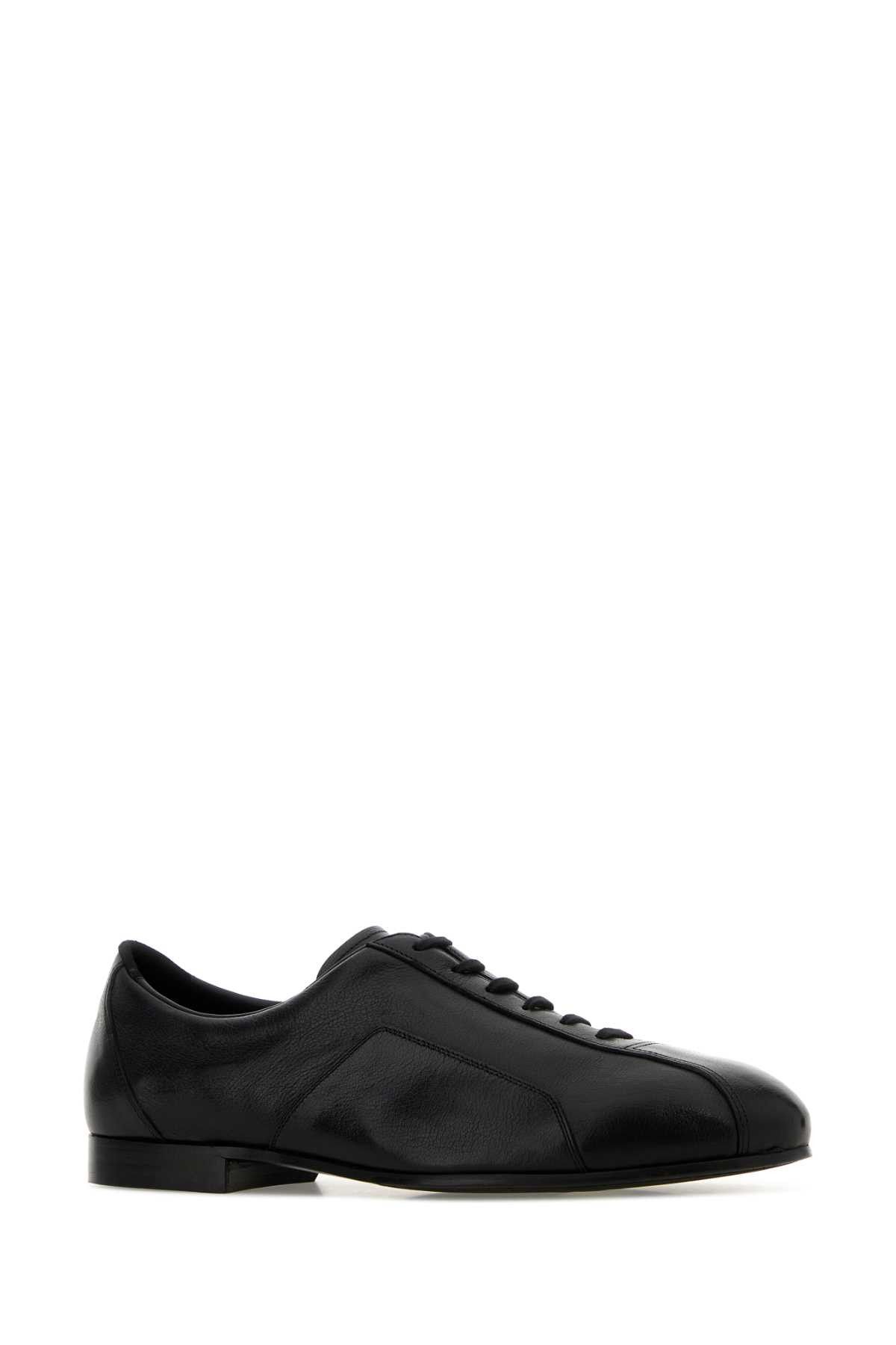Jil Sander Black Leather Hamburg Lace-Up Shoes Size US 7 / EU 40 - 2 Thumbnail