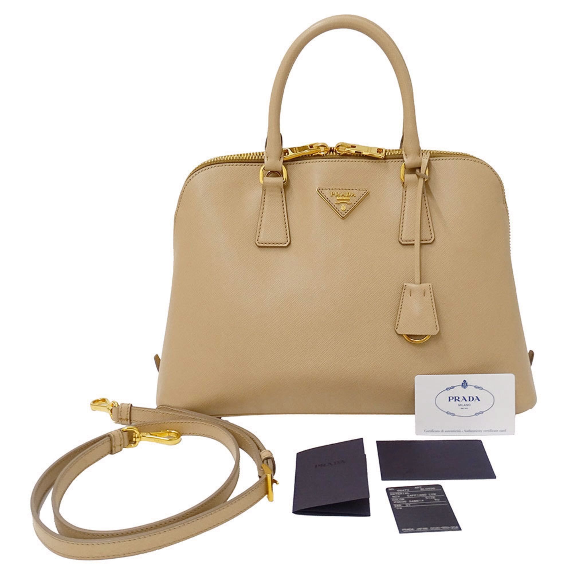 Prada Prada handbag for women, brand name, handbag/shoulder bag, 2-way, Saffiano leather, Promenade, beige, BL0836 Size ONE SIZE - 6 Thumbnail