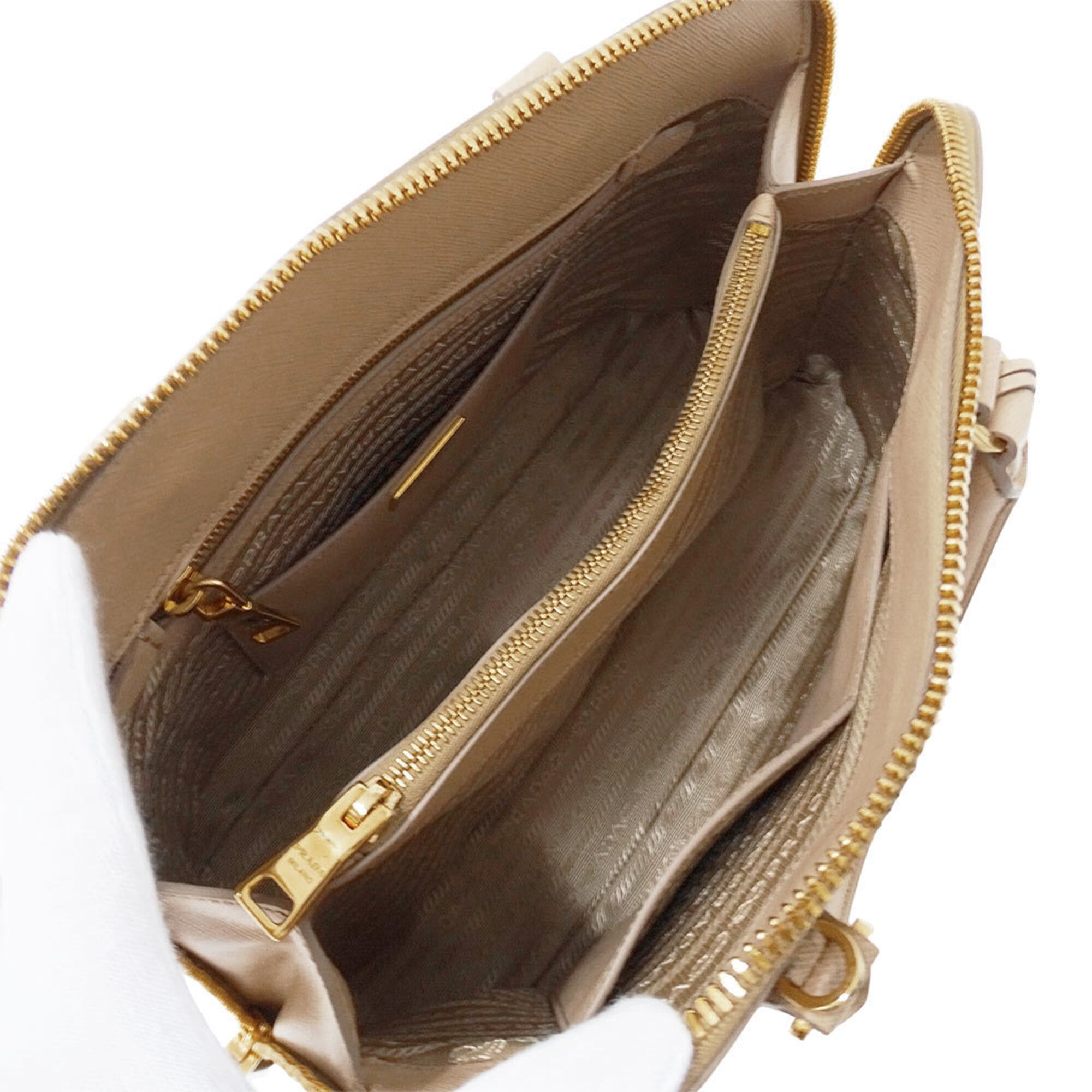 Prada Prada handbag for women, brand name, handbag/shoulder bag, 2-way, Saffiano leather, Promenade, beige, BL0836 Size ONE SIZE - 8 Thumbnail