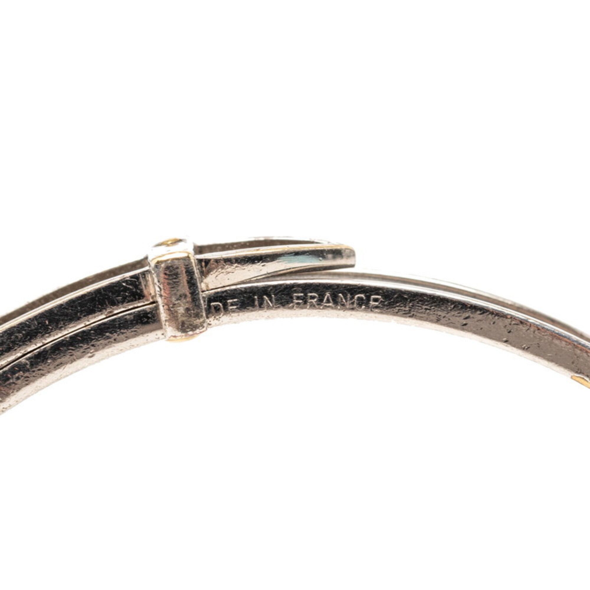 Hermes Hermes Belt Motif Bangle, Silver, Black Metal, Leather, Women's Size ONE SIZE - 5 Thumbnail