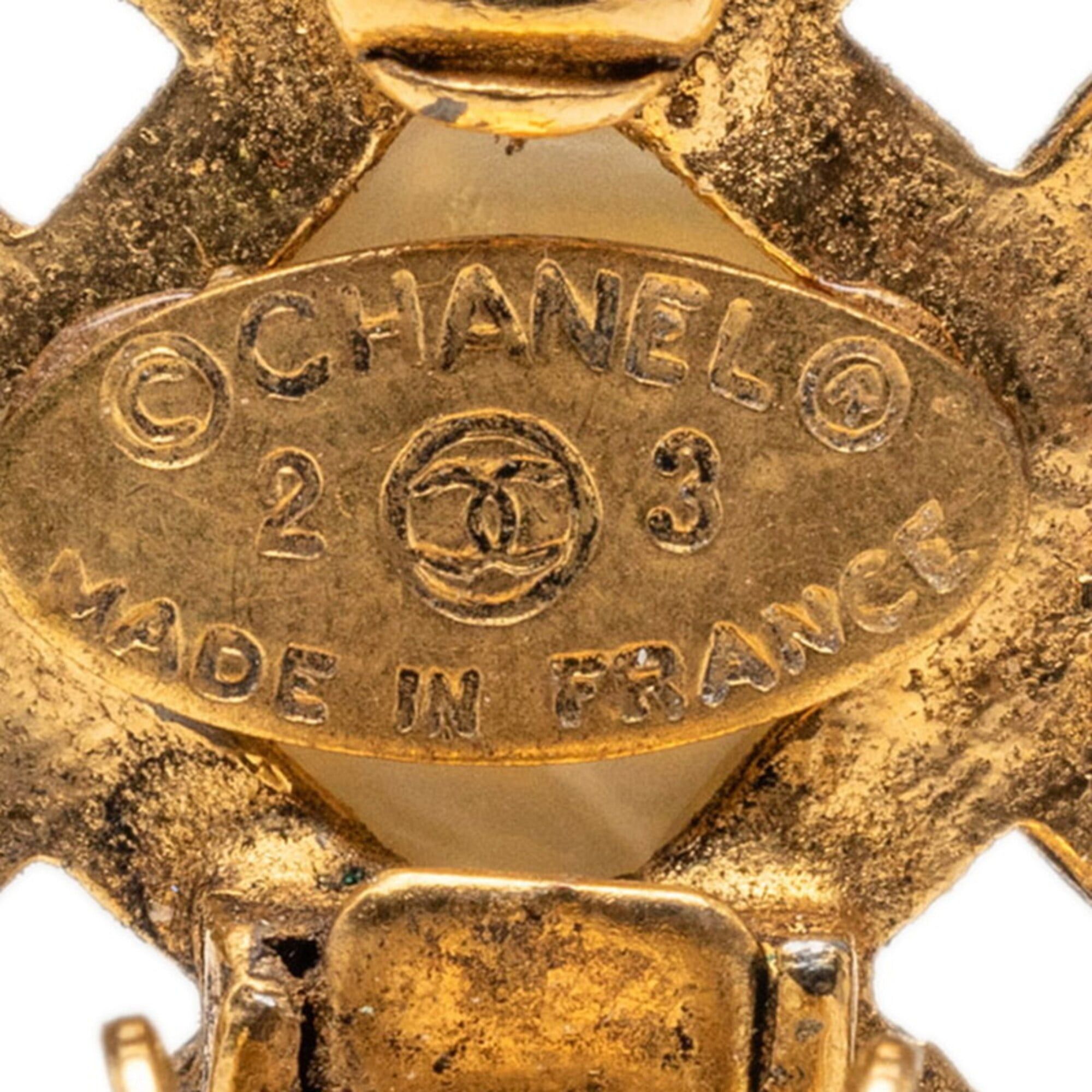 Chanel Chanel Coco Mark Vintage Square Earrings, Size 23, Gold, Faux Pearl Plated, Women's. Size ONE SIZE - 3 Thumbnail