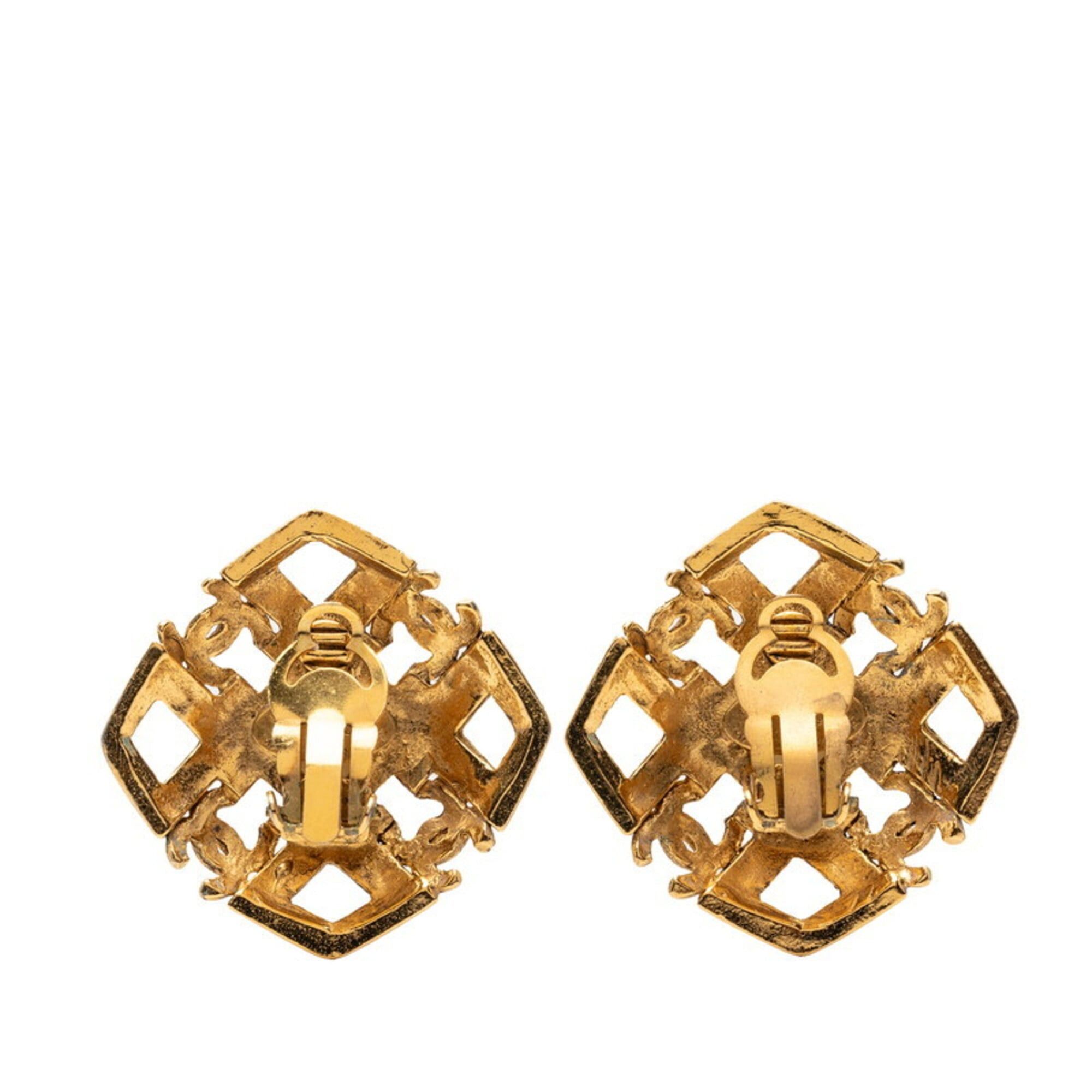 Chanel Chanel Coco Mark Vintage Square Earrings, Size 23, Gold, Faux Pearl Plated, Women's. Size ONE SIZE - 2 Thumbnail
